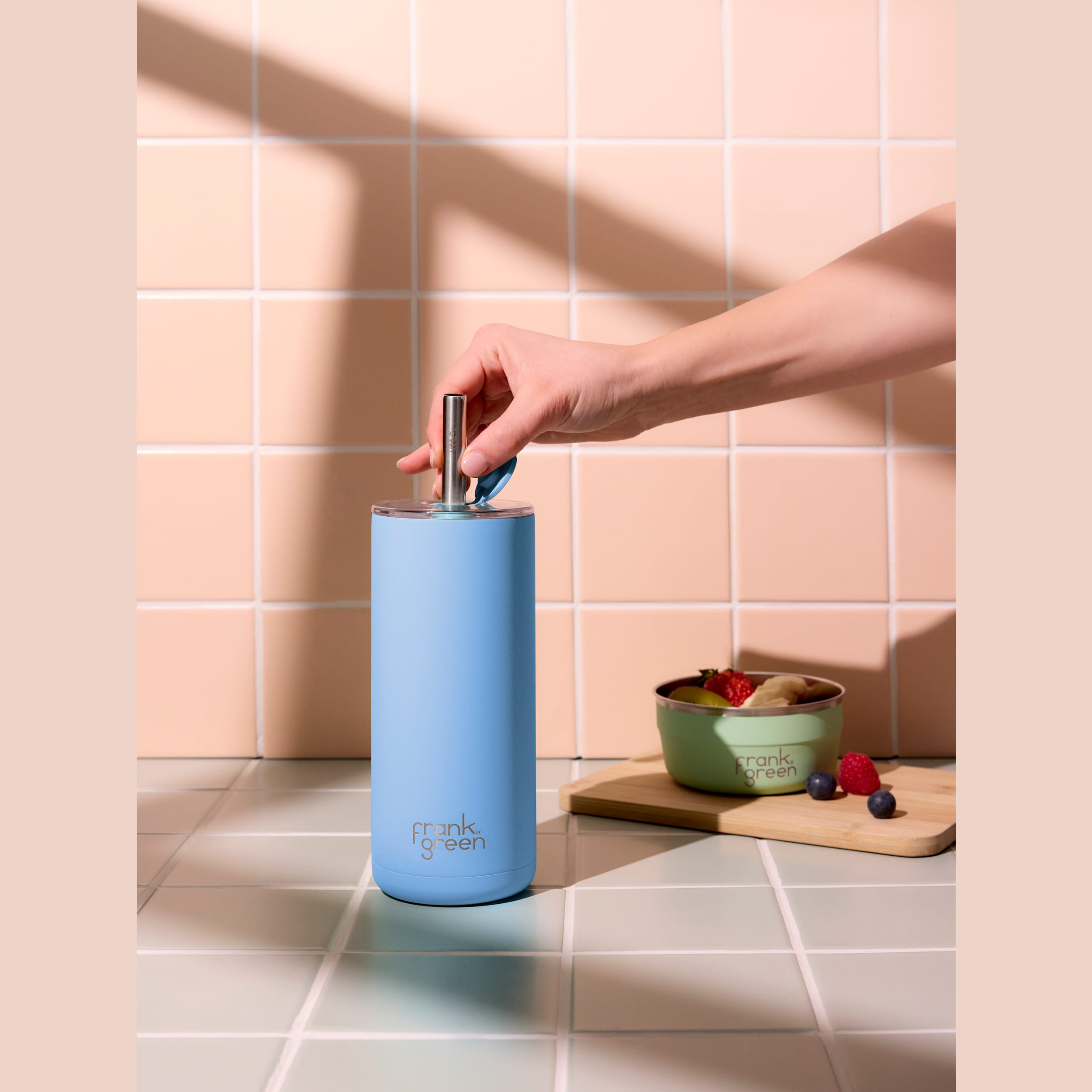 frank green Big Chill Cup with Straw - Sky Blue