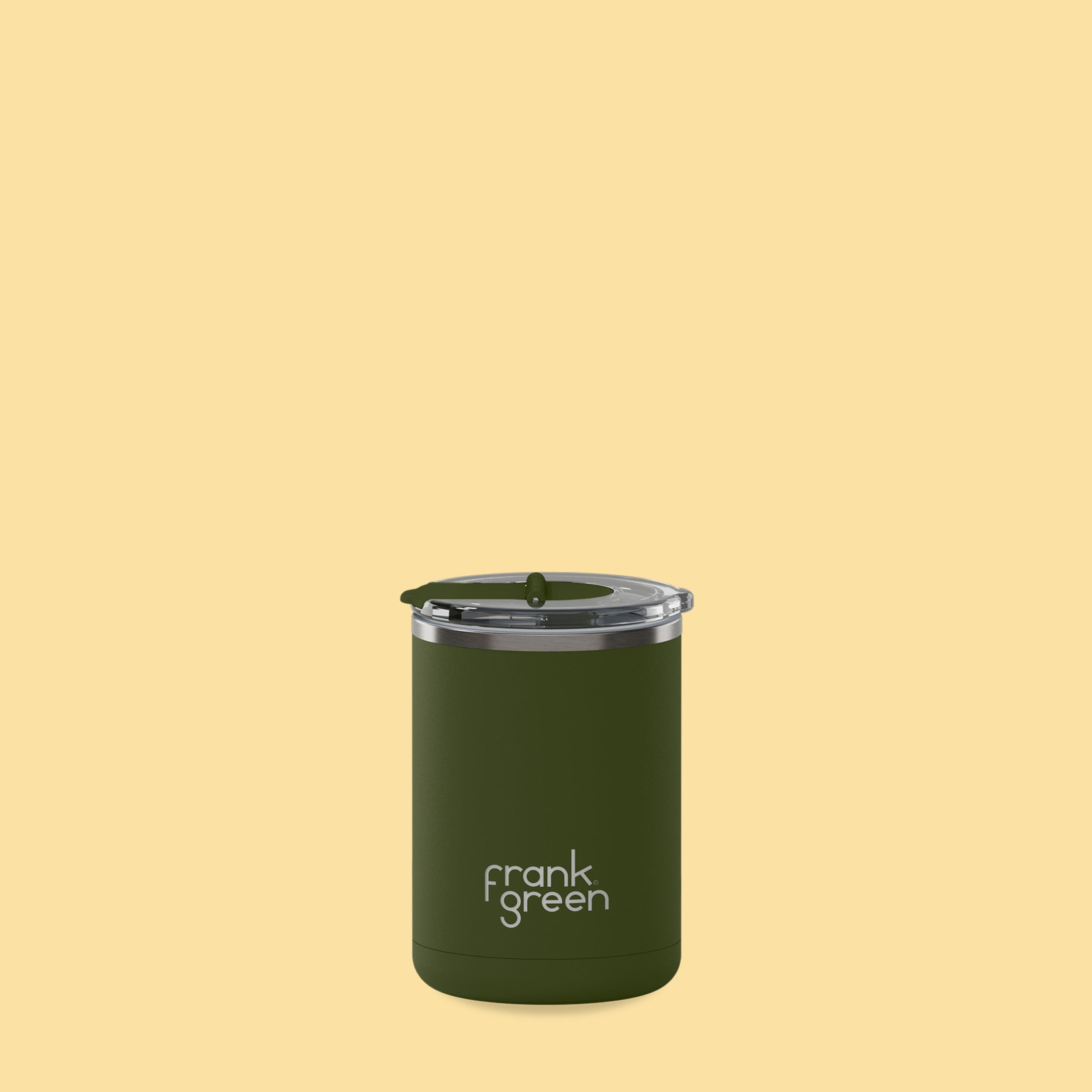 frank green 12oz Ceramic Coffee Cup with Hinged Screw Lid - Khaki