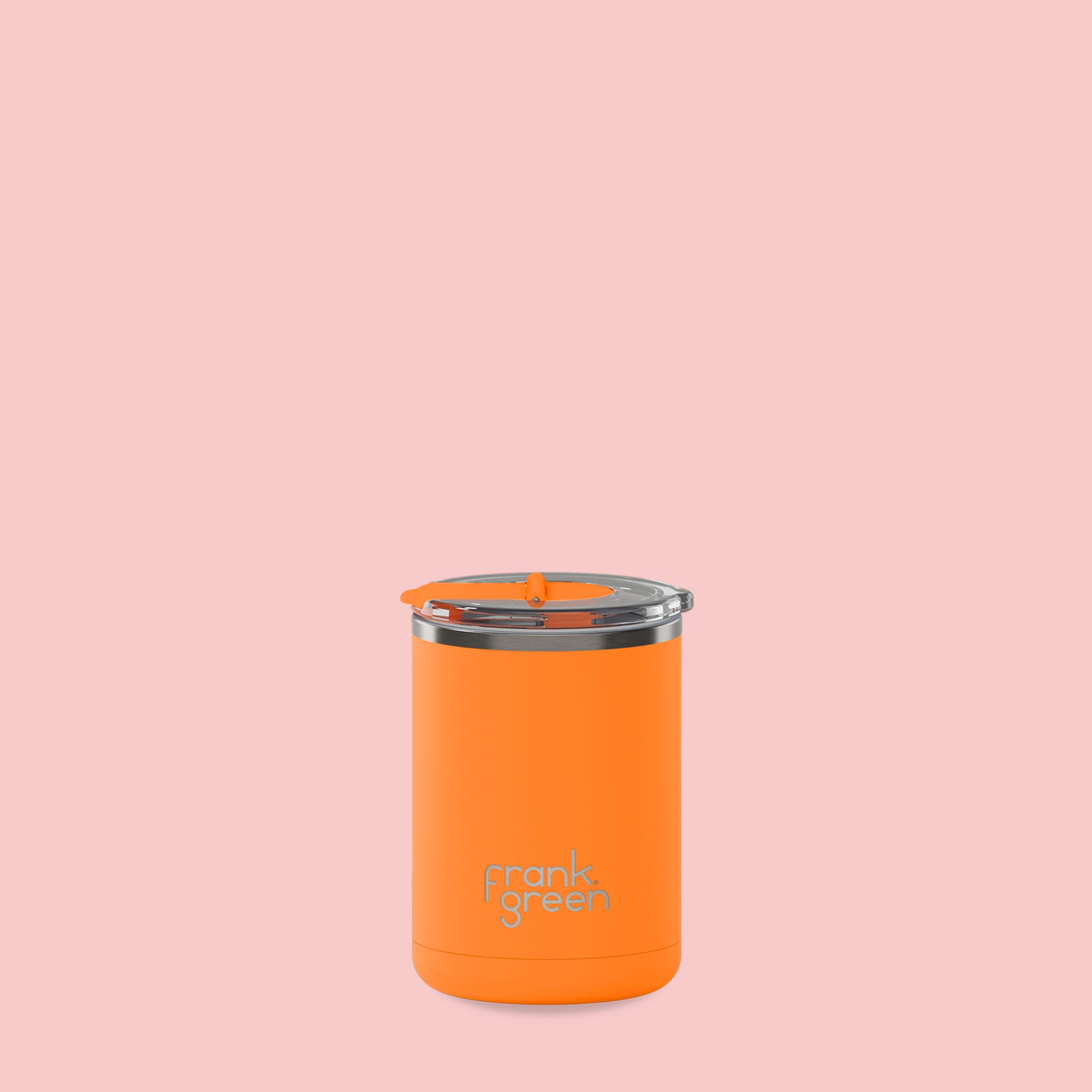 frank green 12oz Ceramic Coffee Cup with Hinged Screw Lid - Neon Orange