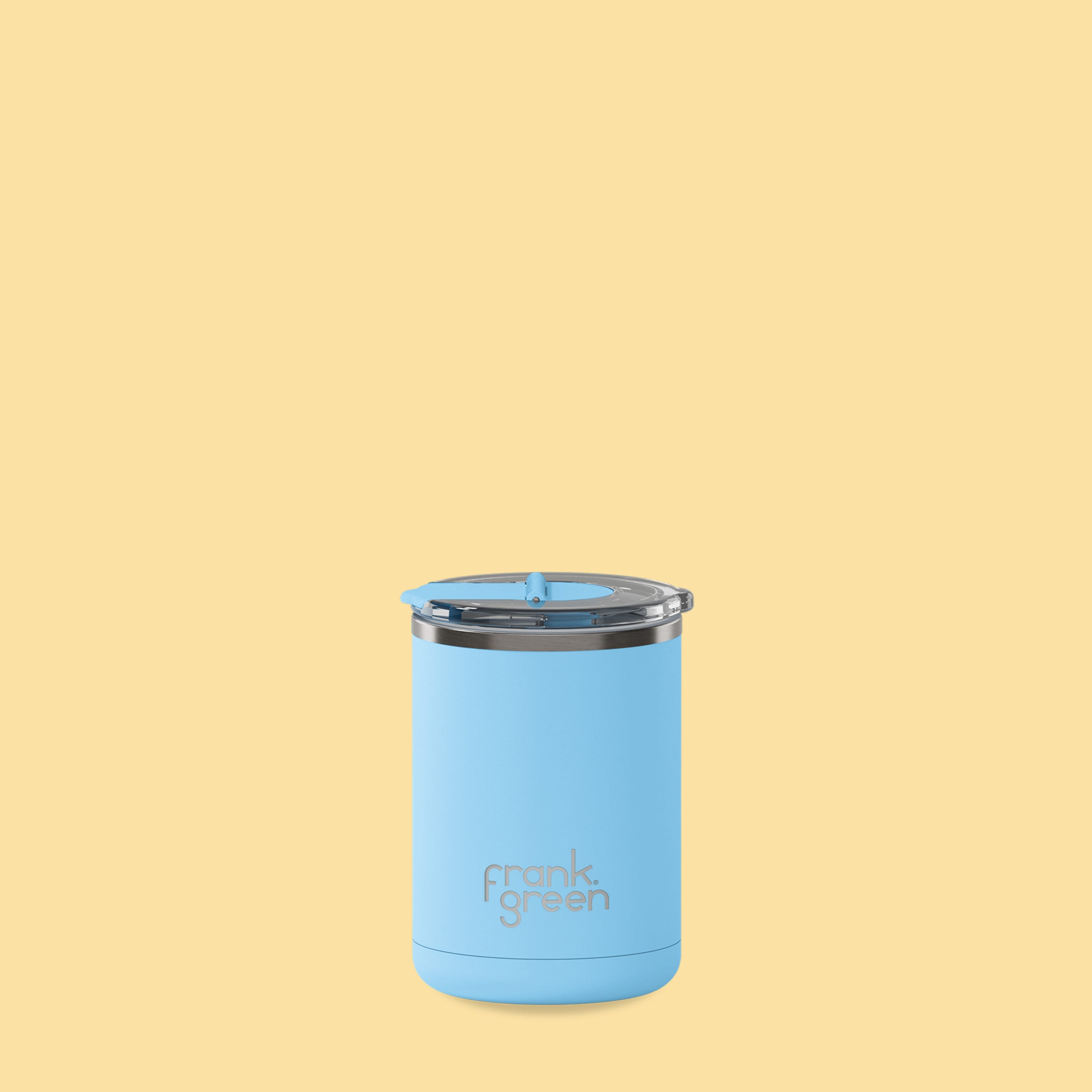 frank green 12oz Ceramic Coffee Cup with Hinged Screw Lid - Sky Blue