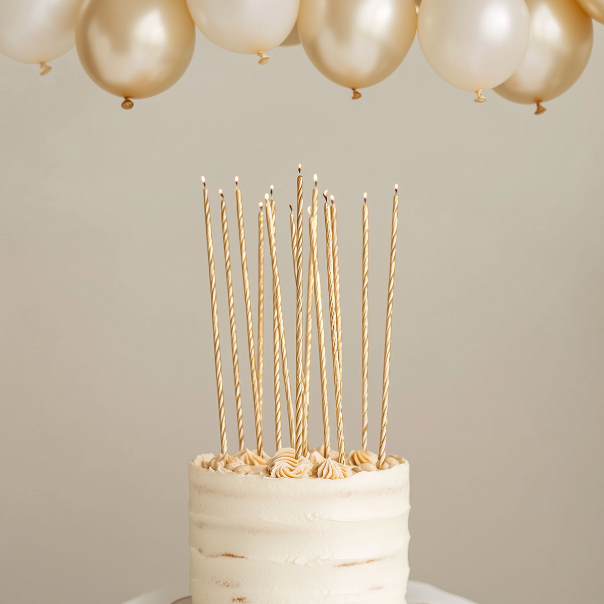 Cake & Candle Fine Spiral Cake Candles Gold 20cm 16 Pack