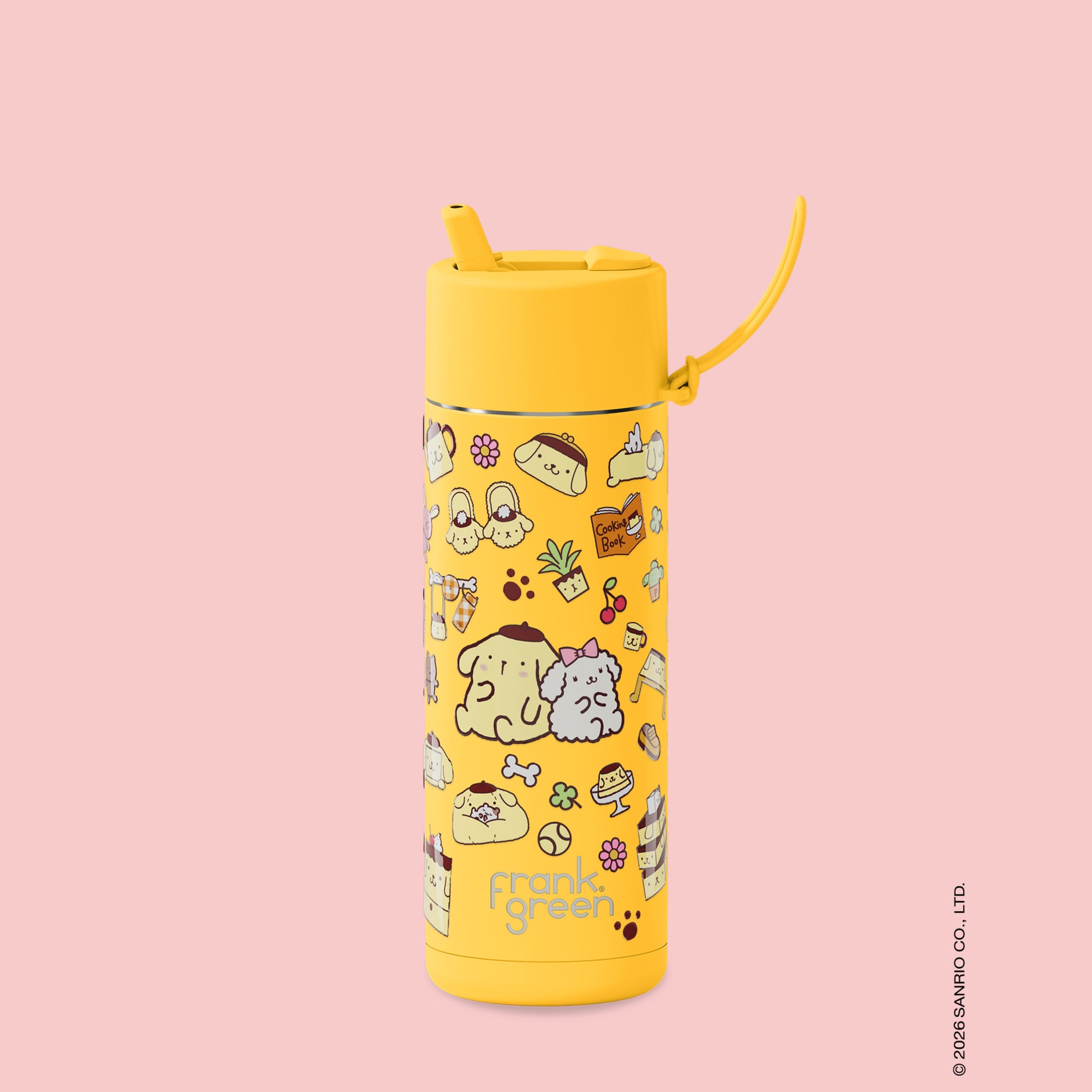 frank green 20oz Reusable Bottle PomPomPurin with Flip Straw Lid
