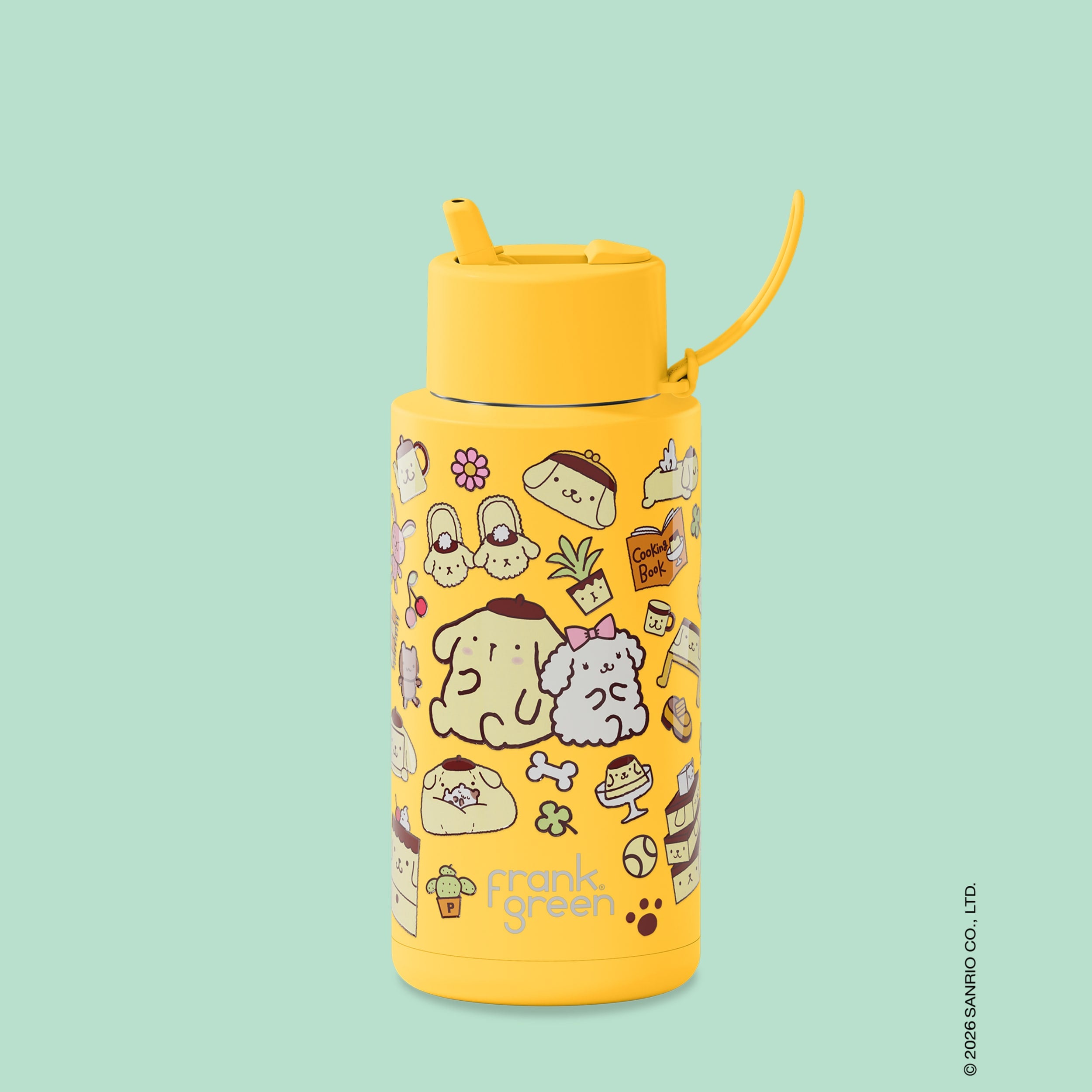 frank green 34oz Reusable Bottle PomPomPurin with Flip Straw Lid