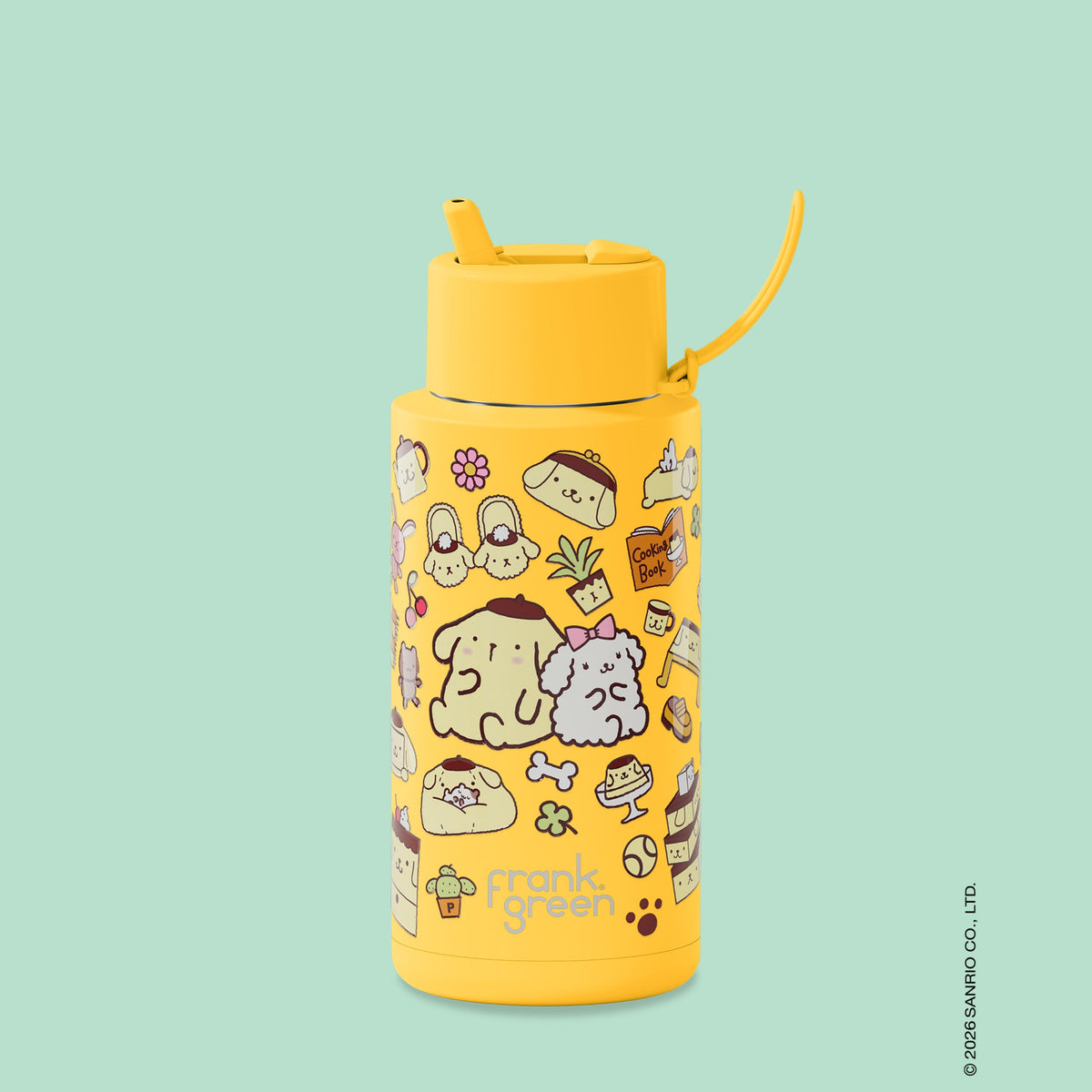 frank green 34oz Reusable Bottle PomPomPurin with Flip Straw Lid