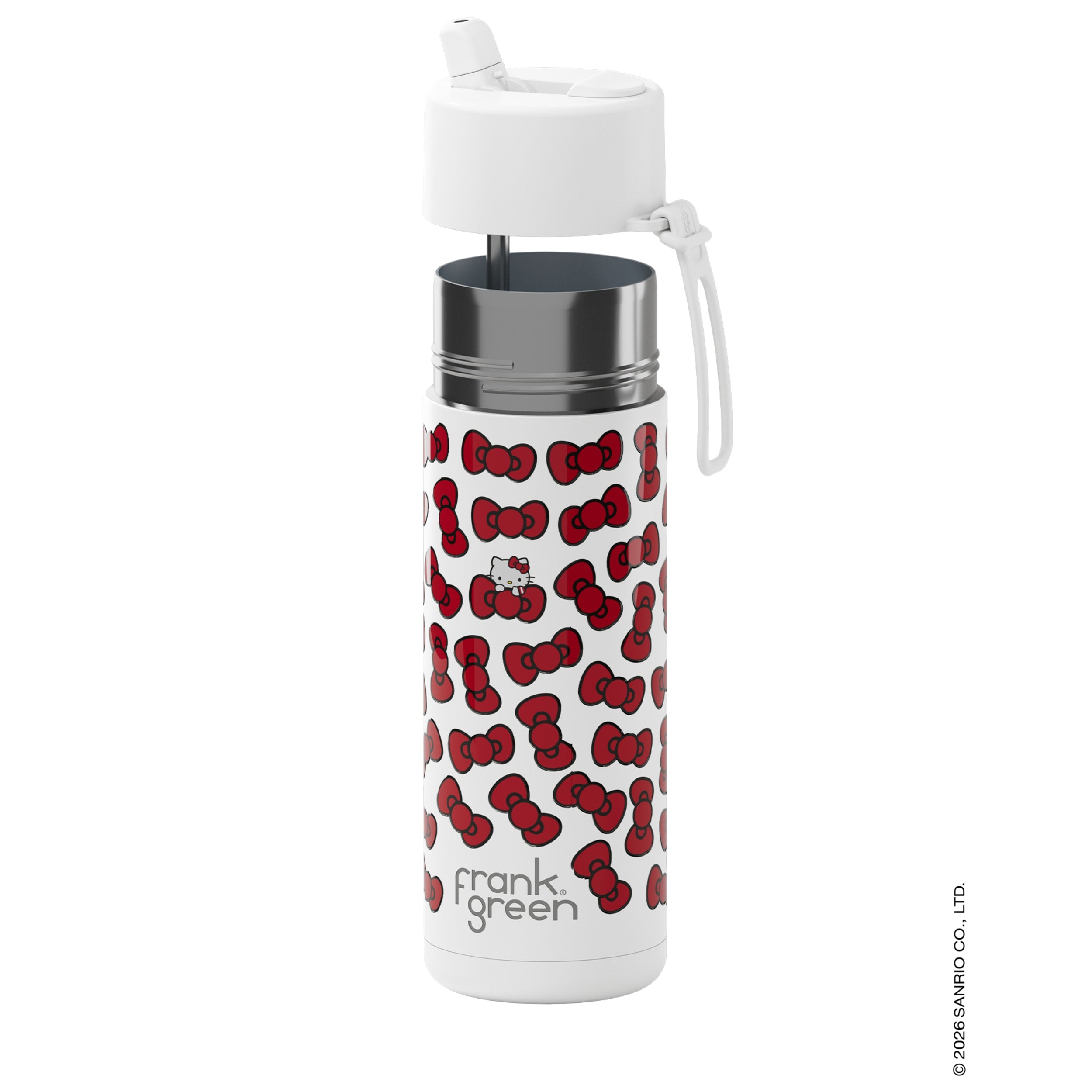 frank green 20oz Reusable Bottle Hello Kitty with Flip Straw Lid (Bow Edition)