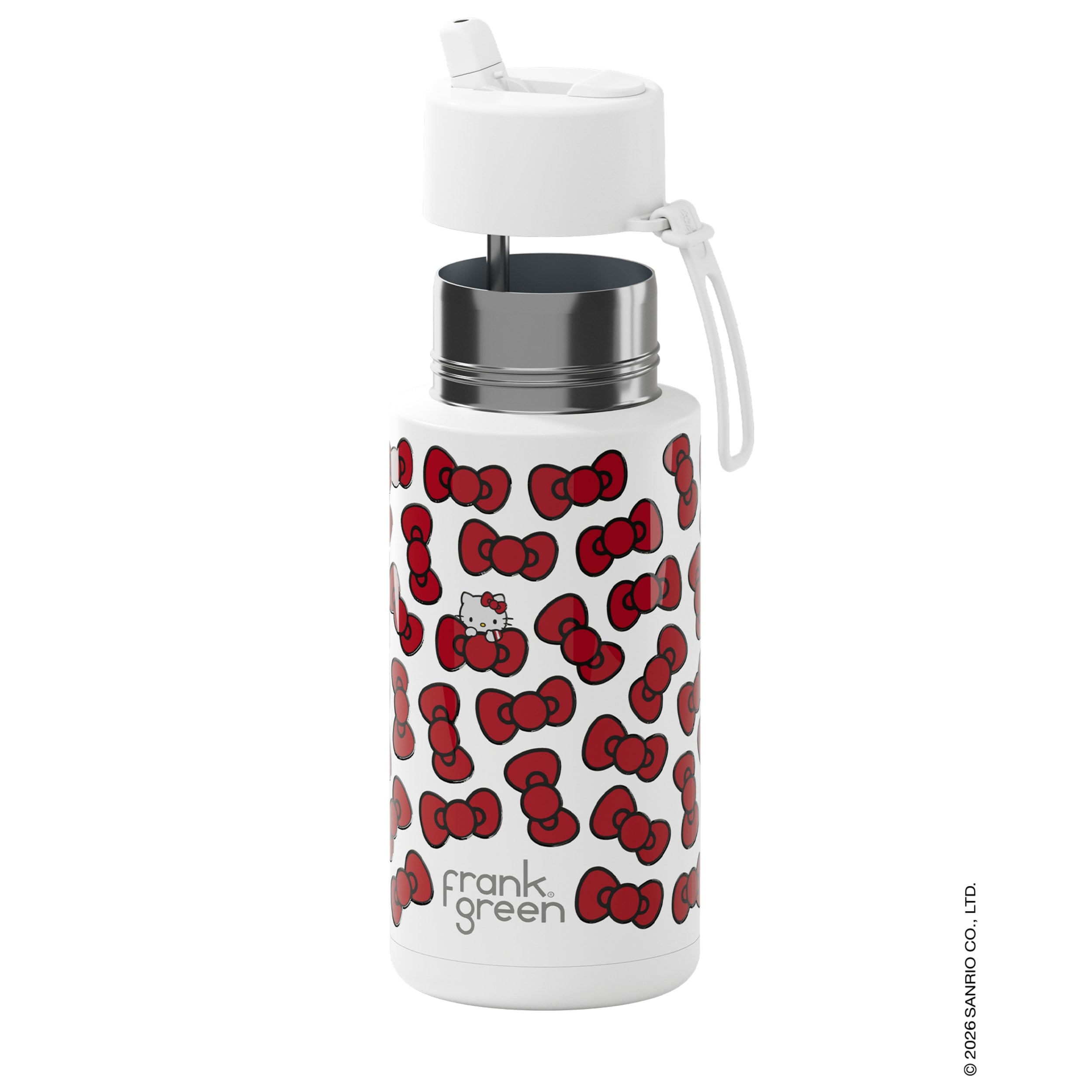 frank green 34oz Reusable Bottle Hello Kitty with Flip Straw Lid (Bow Edition)