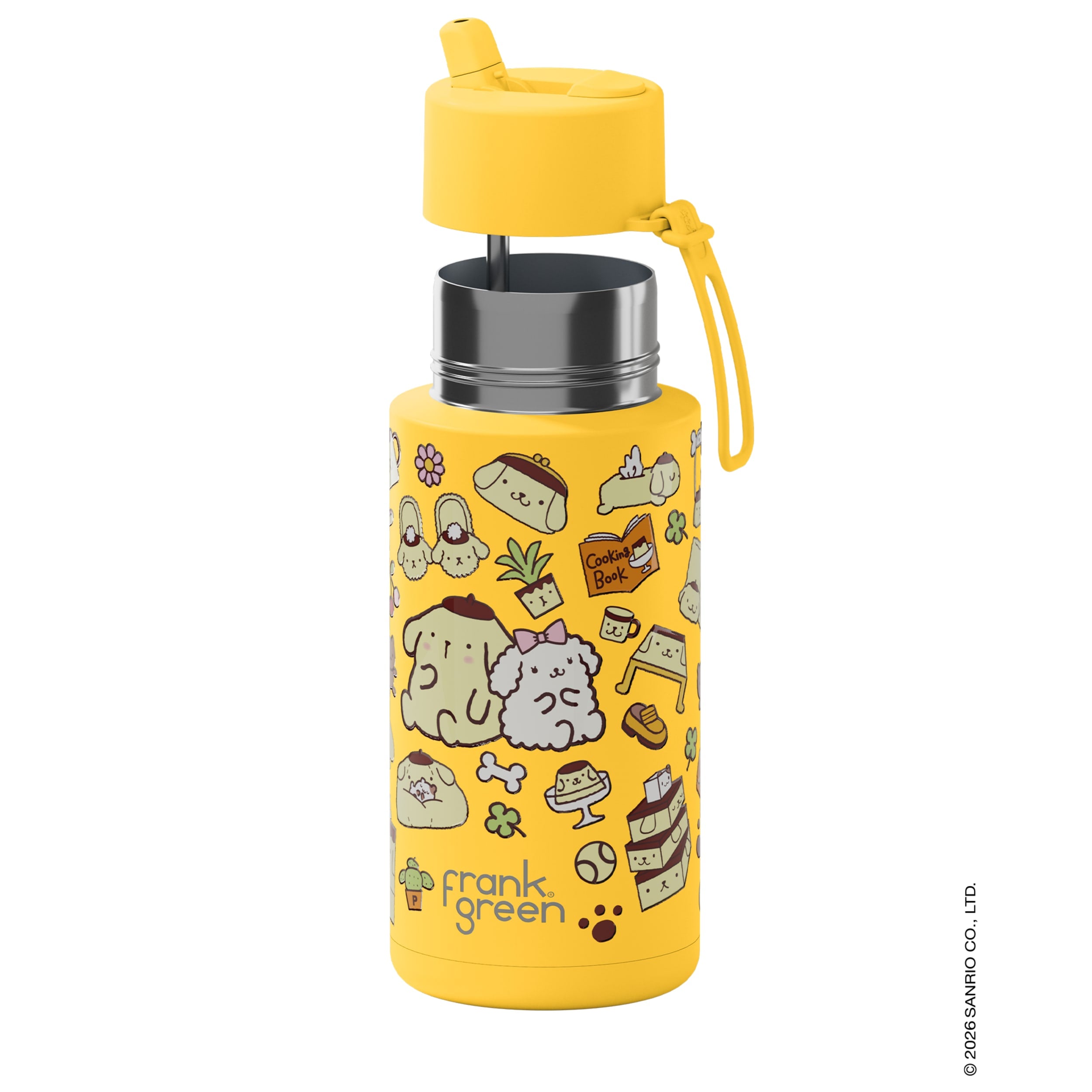 frank green 34oz Reusable Bottle PomPomPurin with Flip Straw Lid