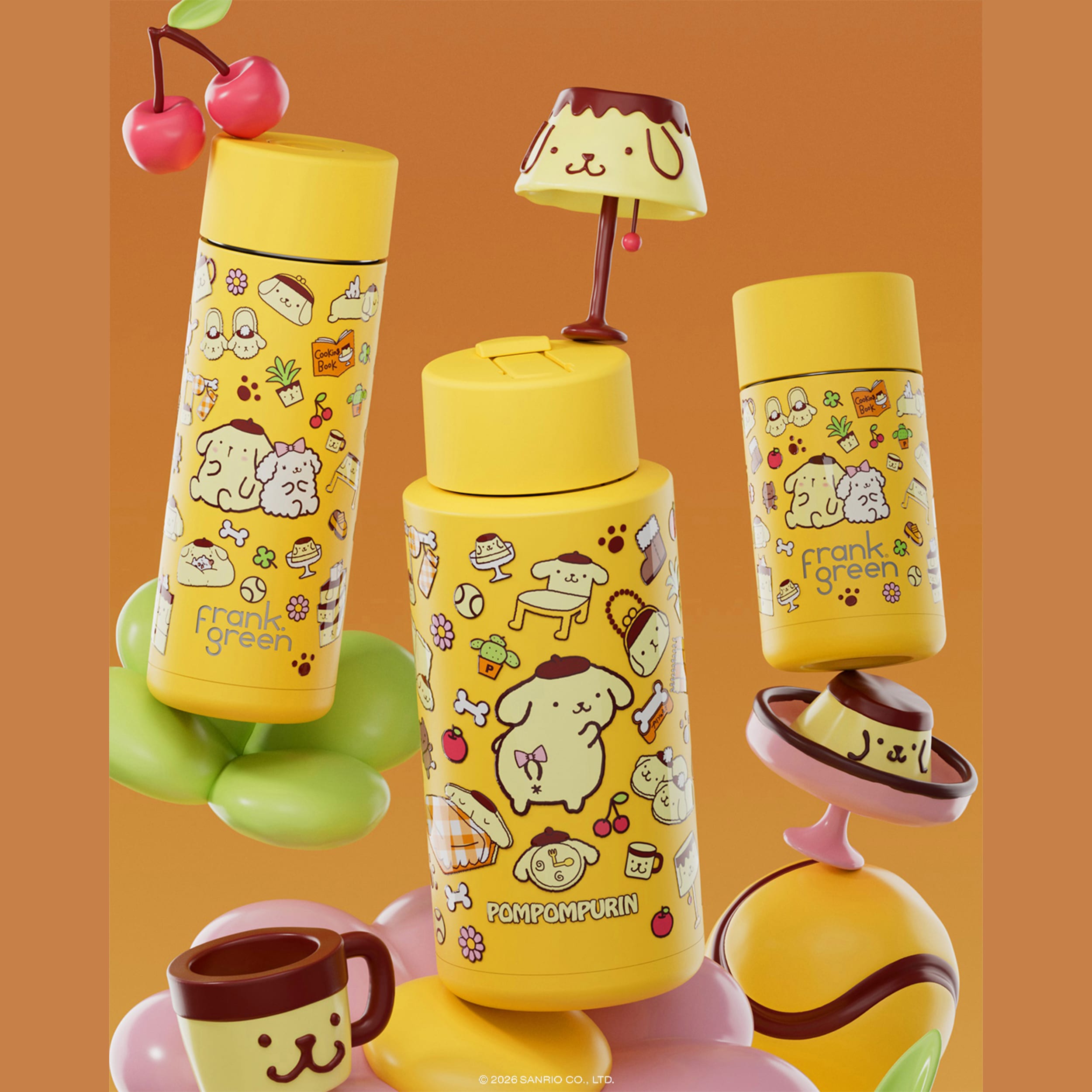 frank green 20oz Reusable Bottle PomPomPurin with Flip Straw Lid