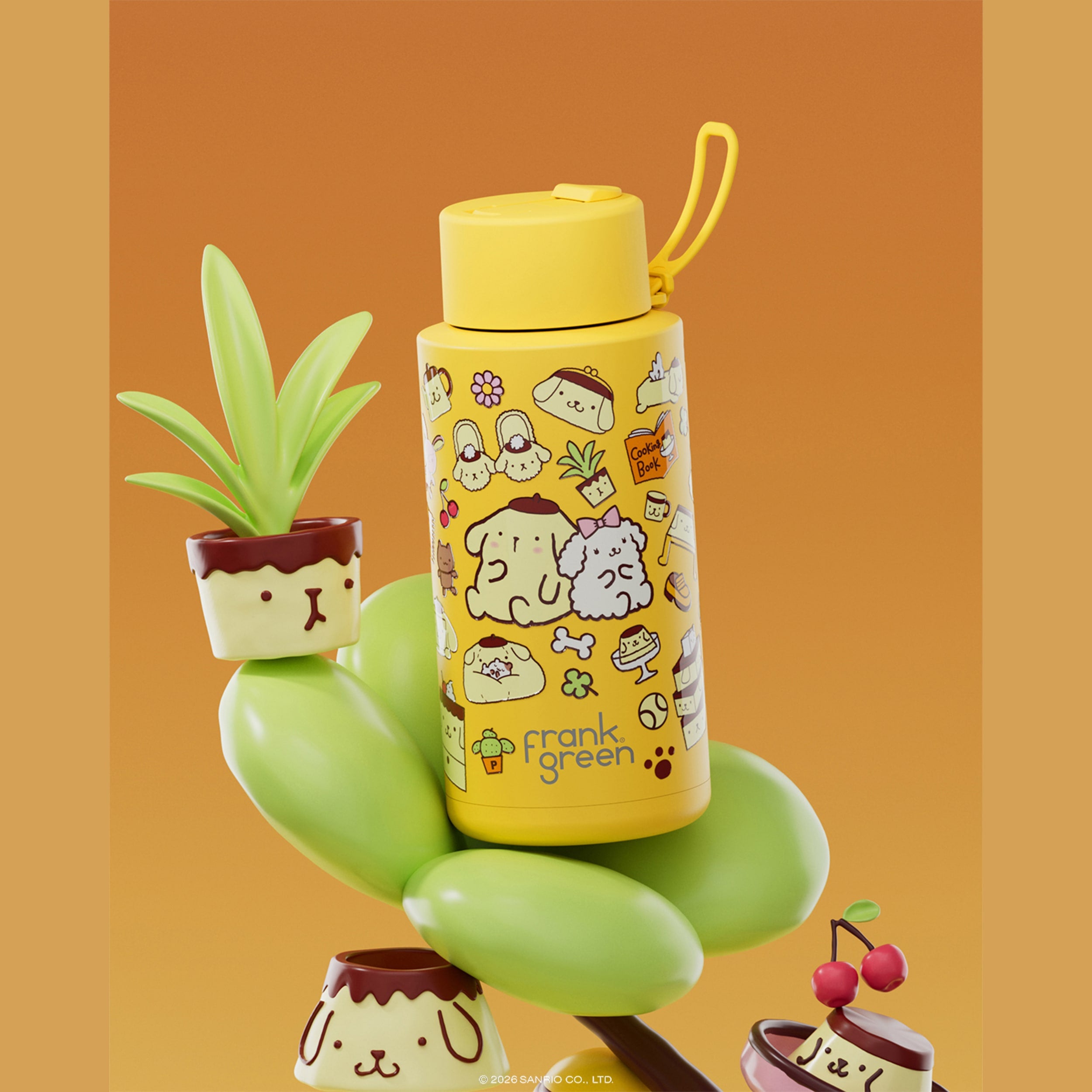 frank green 34oz Reusable Bottle PomPomPurin with Flip Straw Lid