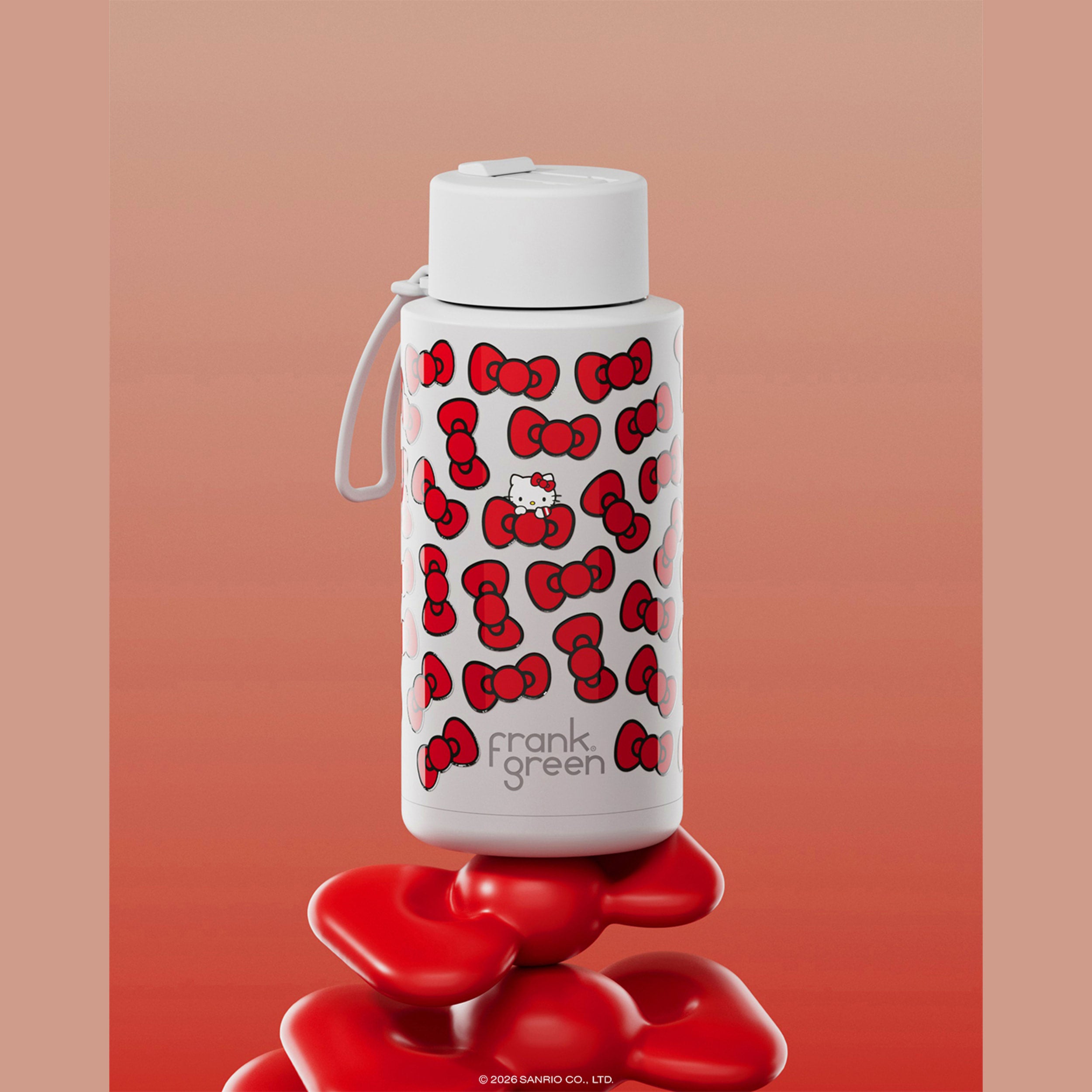 frank green 34oz Reusable Bottle Hello Kitty with Flip Straw Lid (Bow Edition)