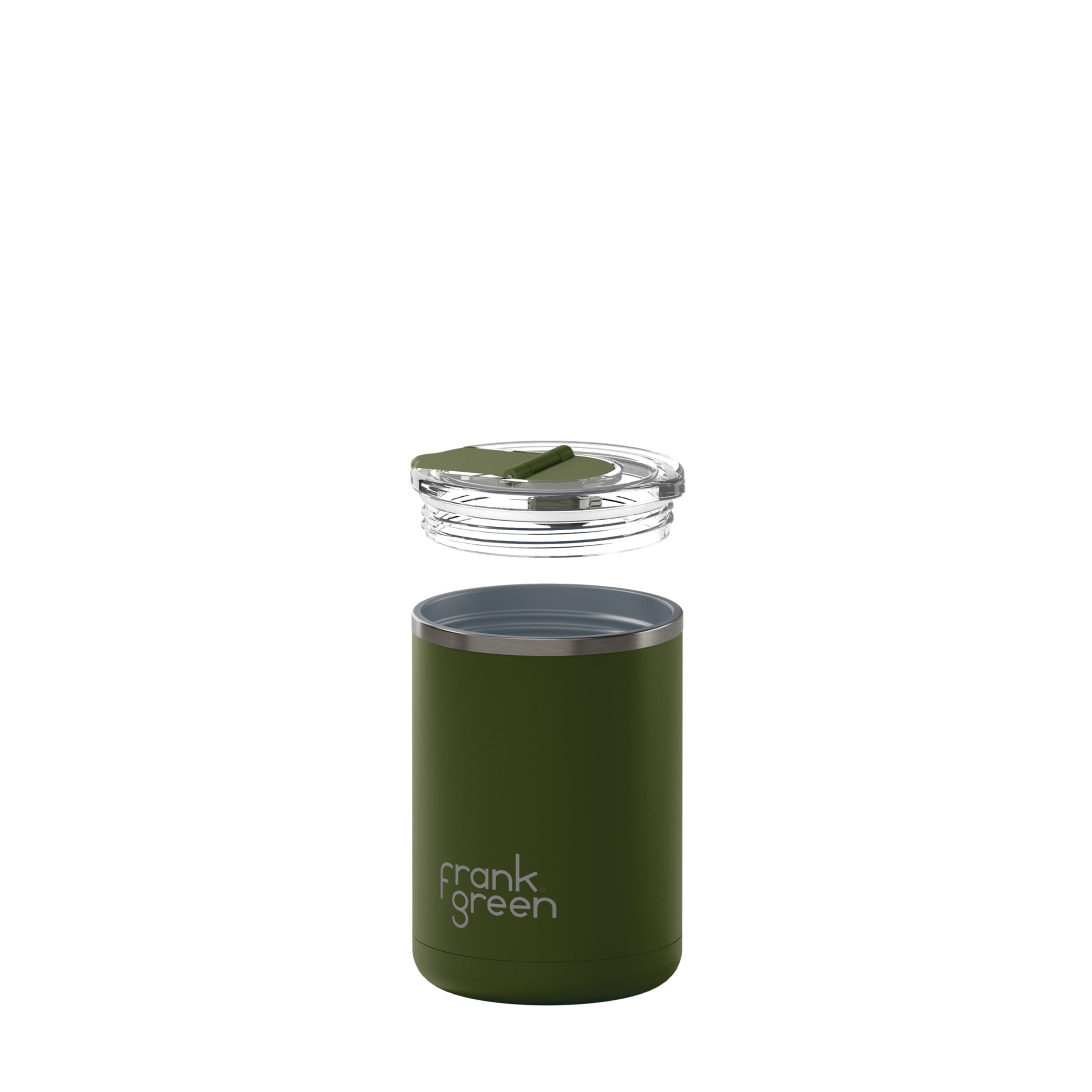 frank green 12oz Ceramic Coffee Cup with Hinged Screw Lid - Khaki