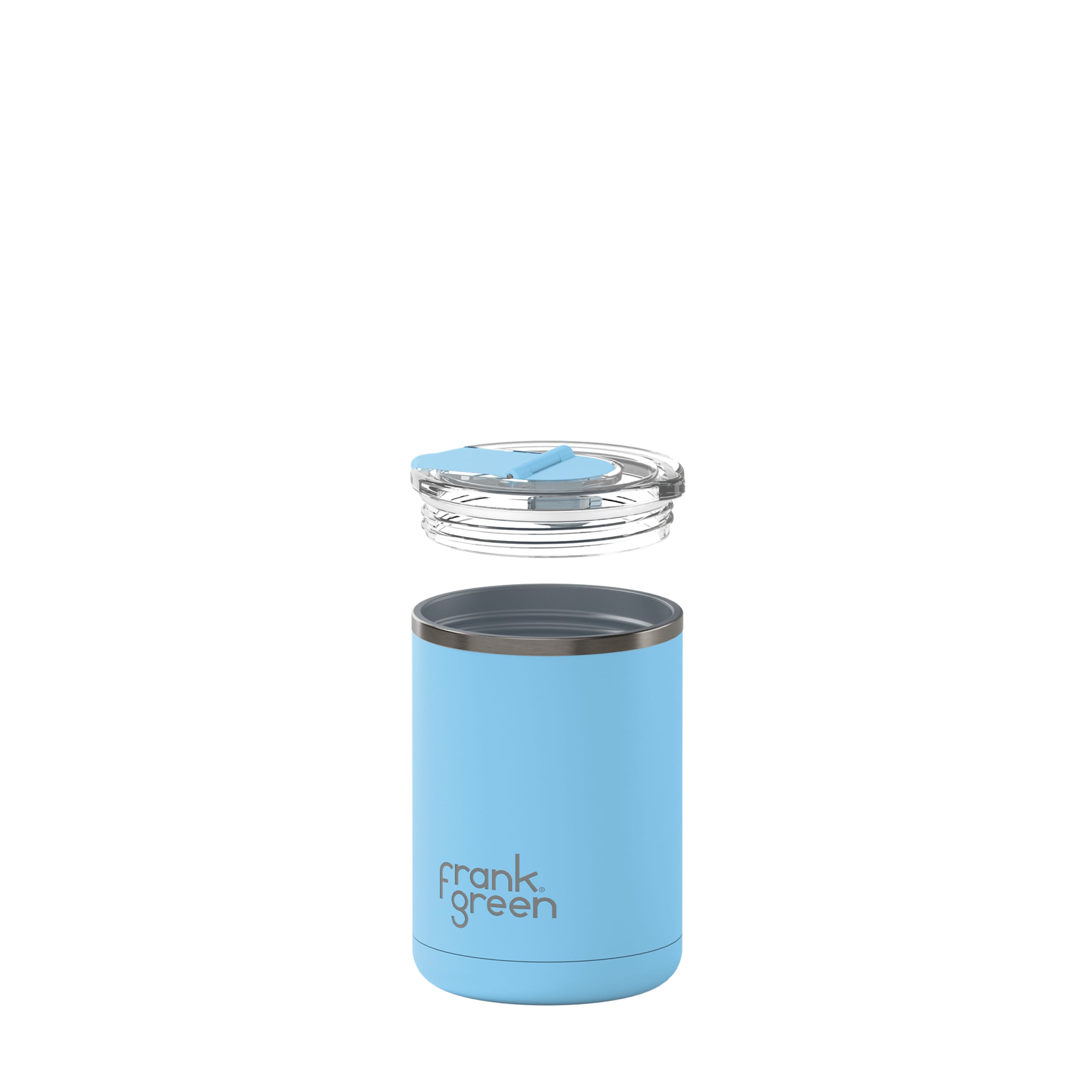 frank green 12oz Ceramic Coffee Cup with Hinged Screw Lid - Sky Blue