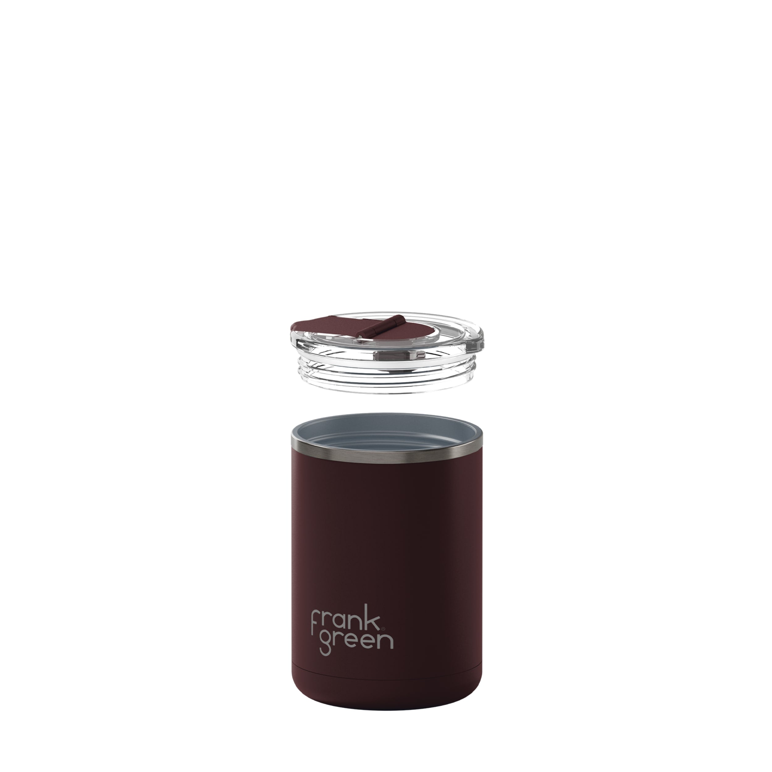 frank green 12oz Ceramic Coffee Cup with Hinged Screw Lid - Chocolate