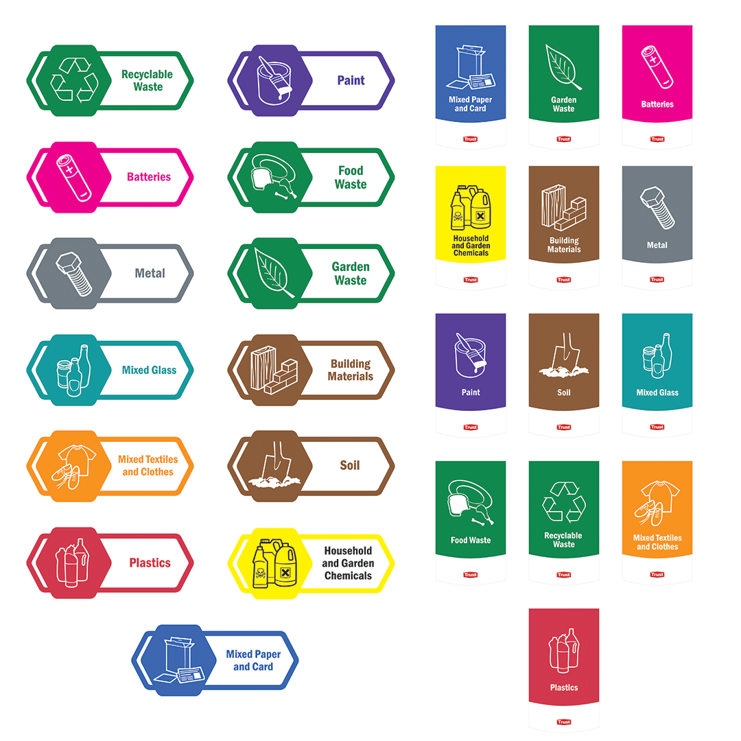 Trust Commercial Waste Sorting Label Kit Small For 1710 Lid (1844)