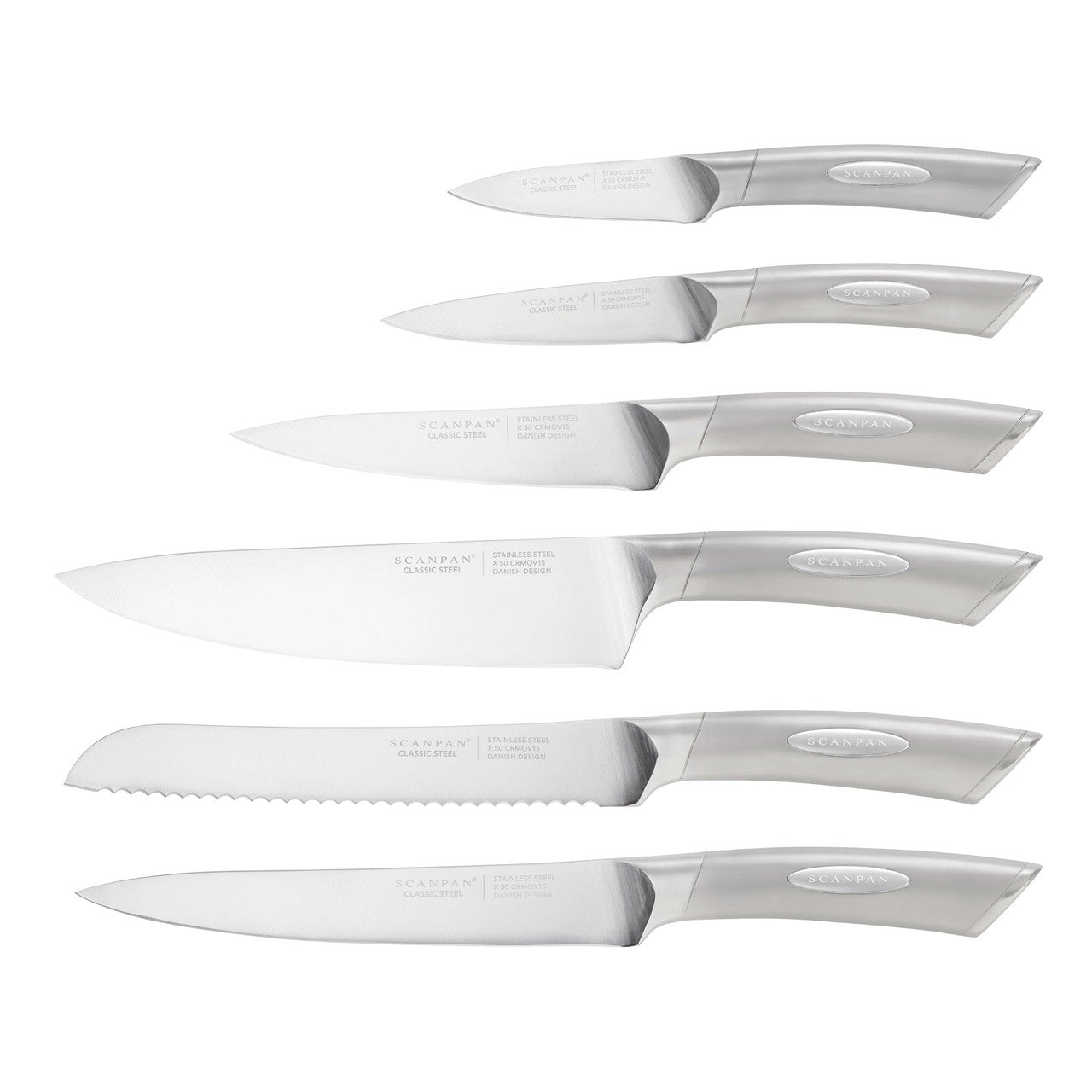 Scanpan Classic Steel 7 Piece Step Knife Block Set