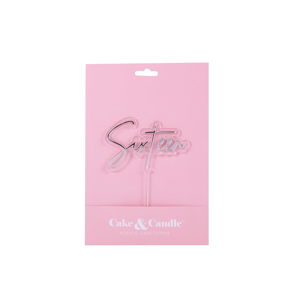 Cake & Candle Layered Cake Topper 16 Silver & Clear