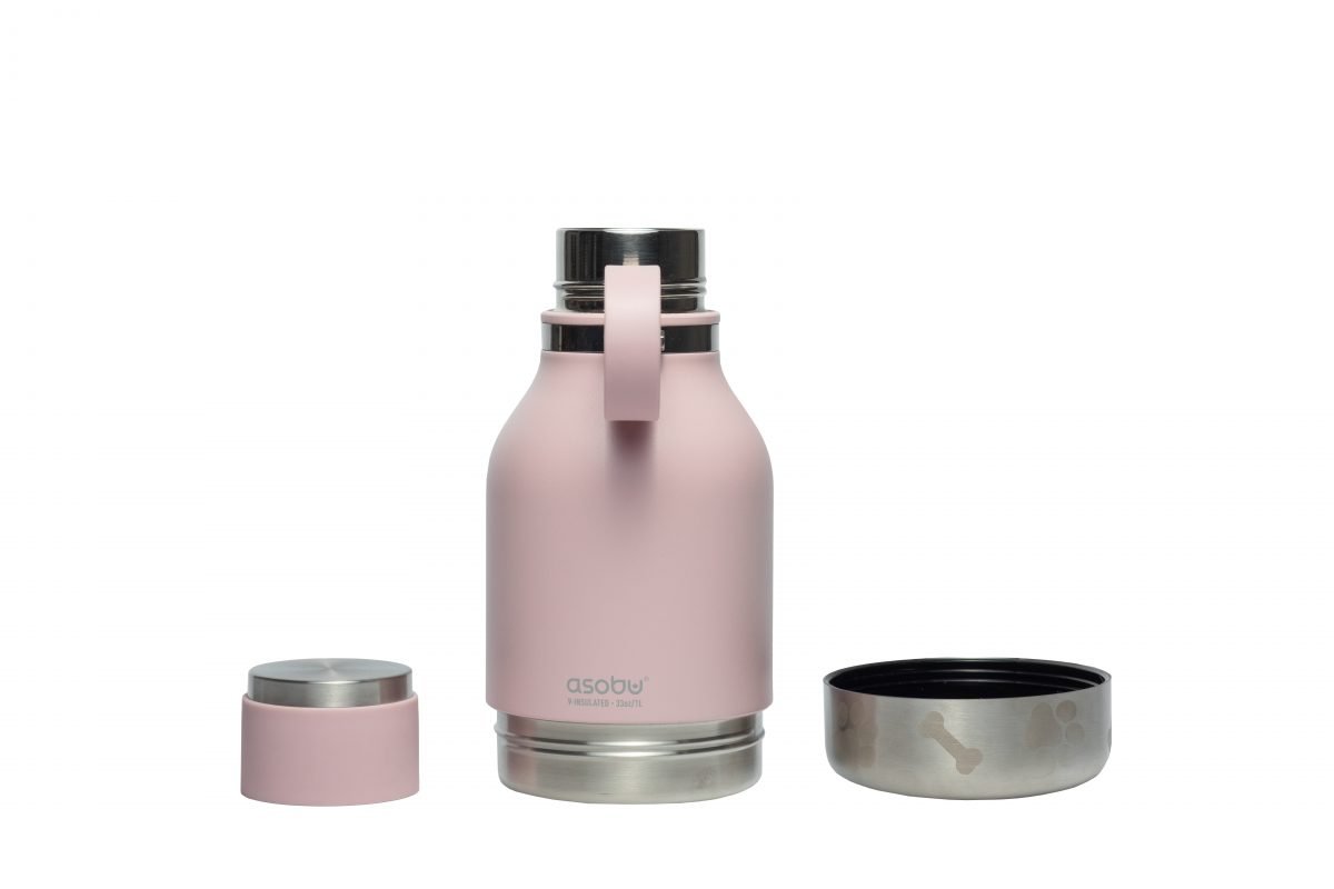 Asobu Stainless Steel Dog Bowl Bottle 975ml - Pink