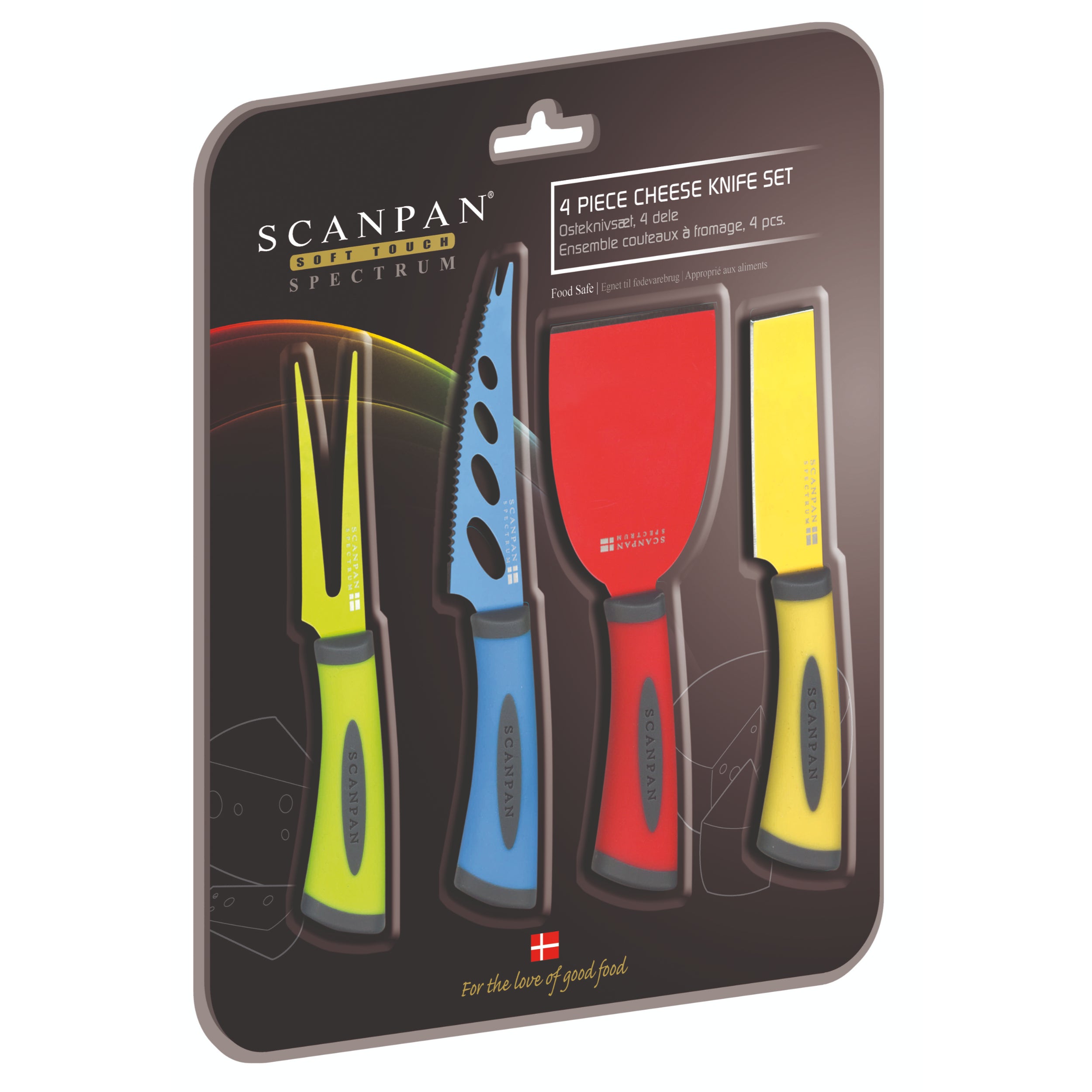 Scanpan Spectrum 4 Piece Cheese Knife Set - Multi-Colour