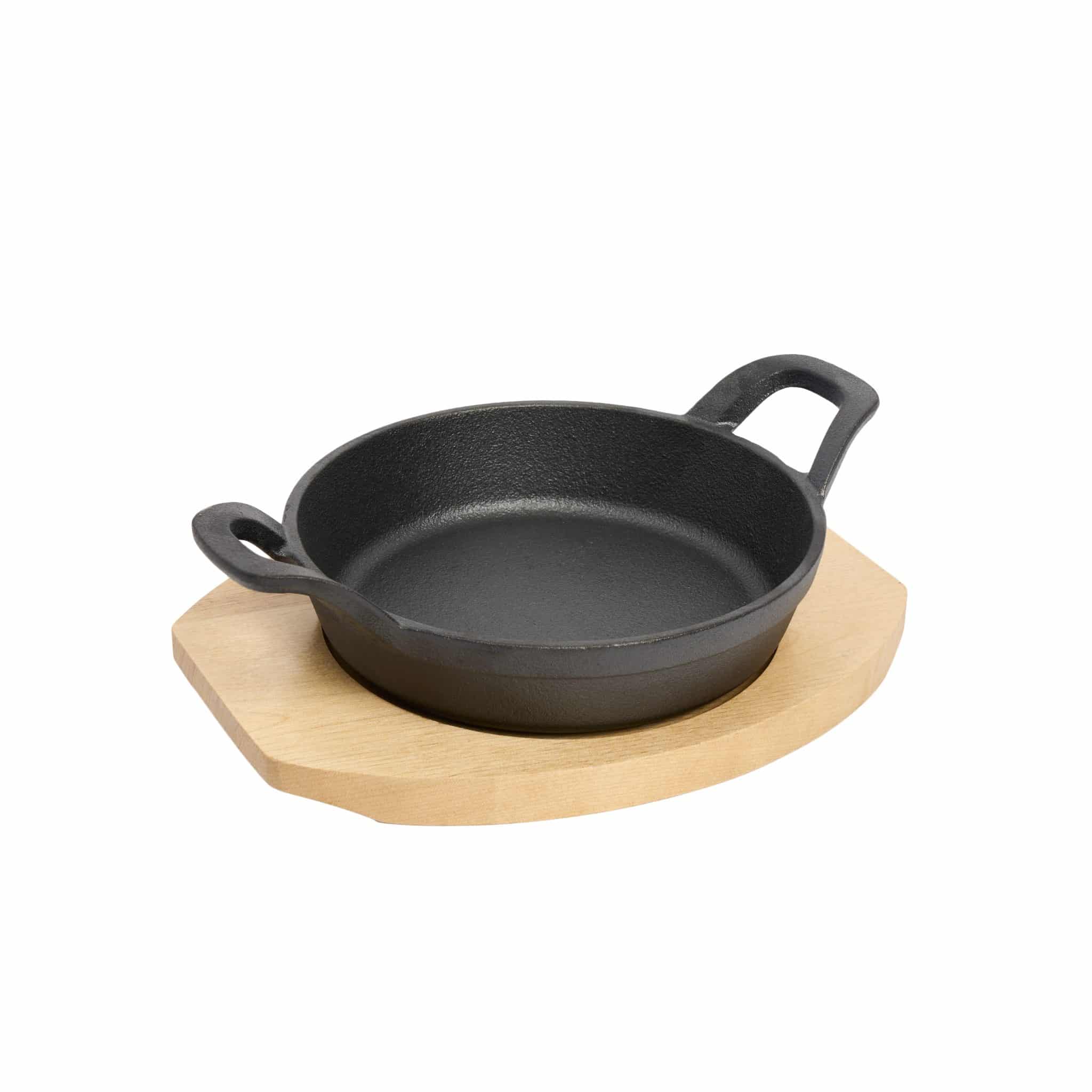 KH Khast Cast Iron Gratin Dish with Wooden Tray 16cm