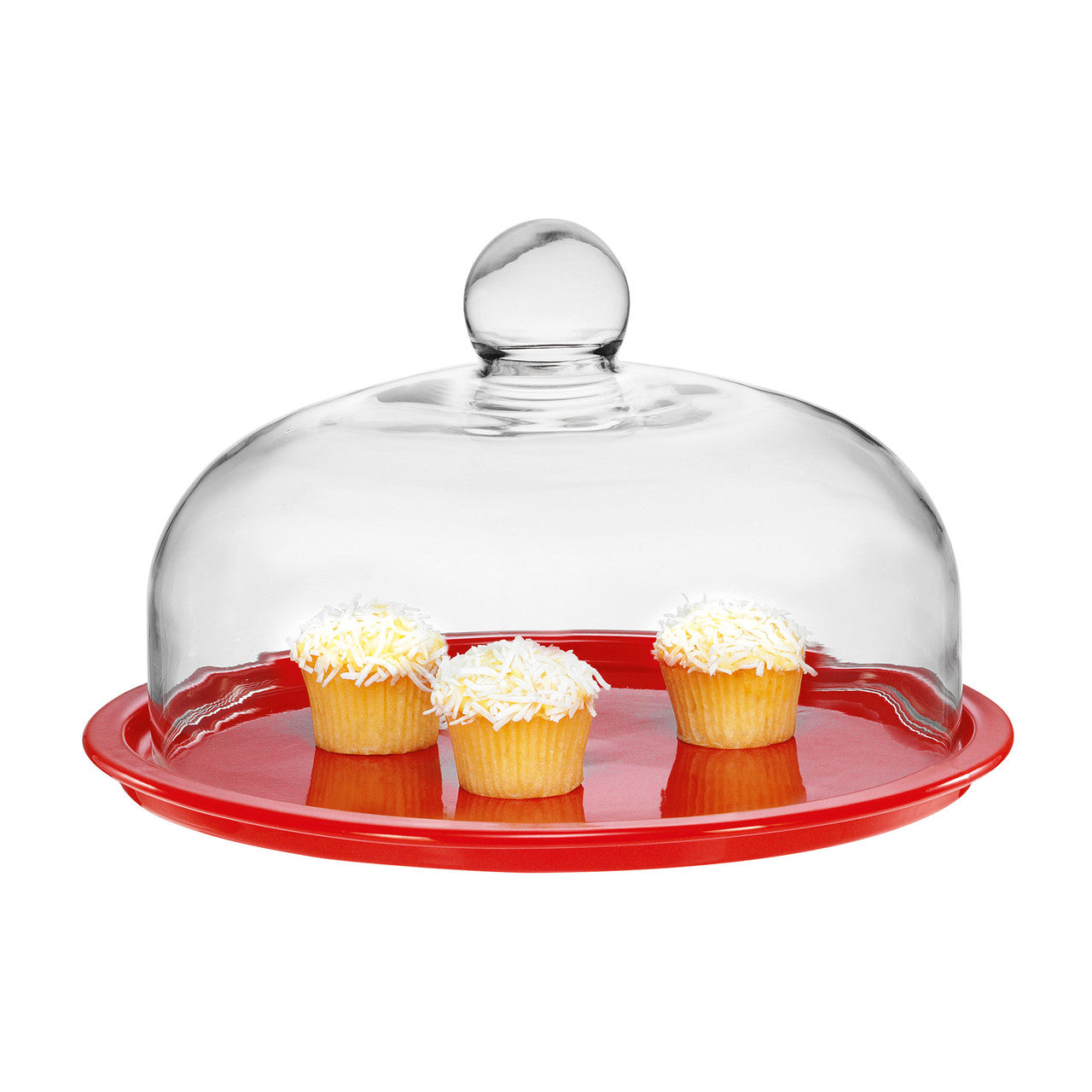 Chasseur La Cuisson Cake Platter with Glass Lid - Red