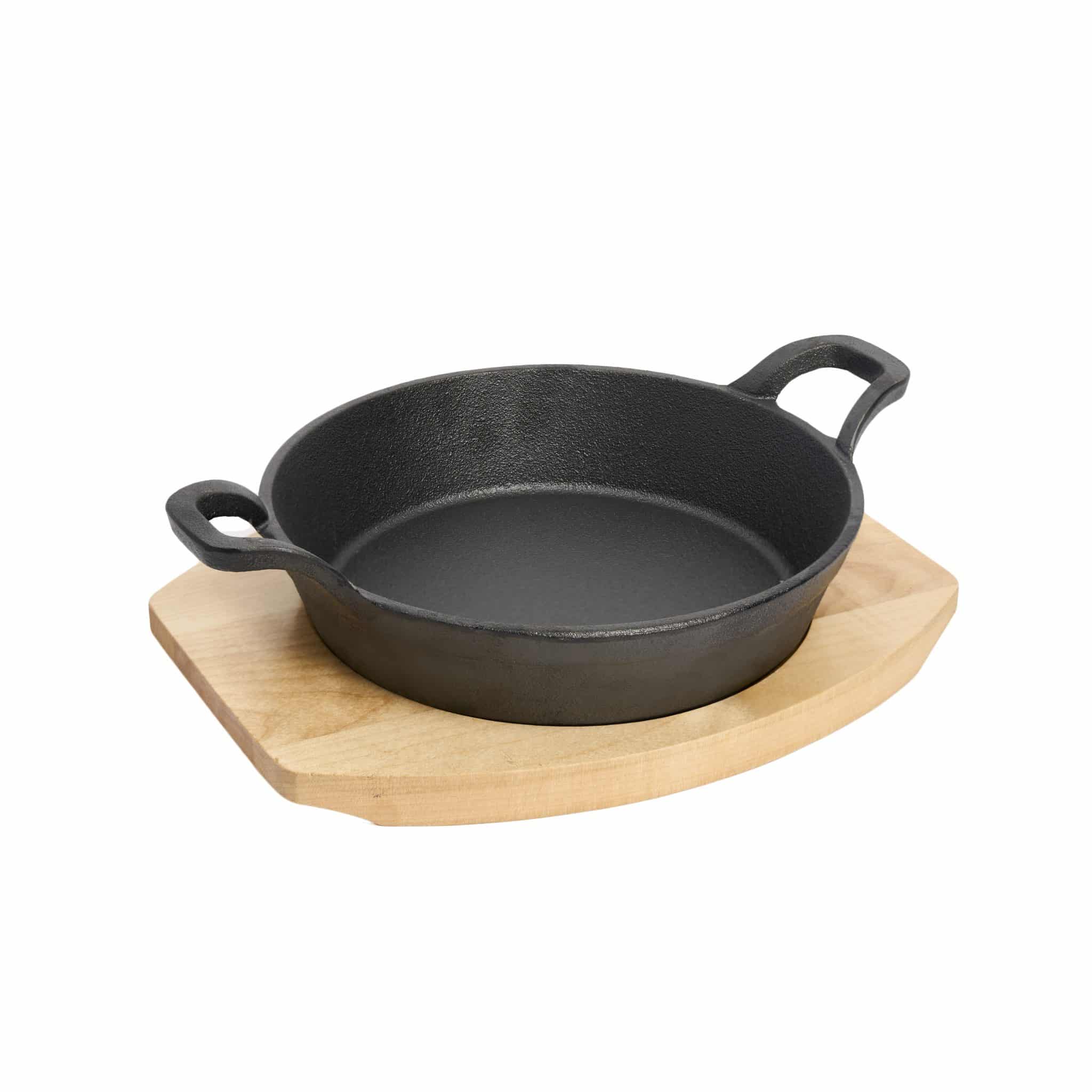 KH Khast Cast Iron Gratin Dish with Wooden Tray 18cm