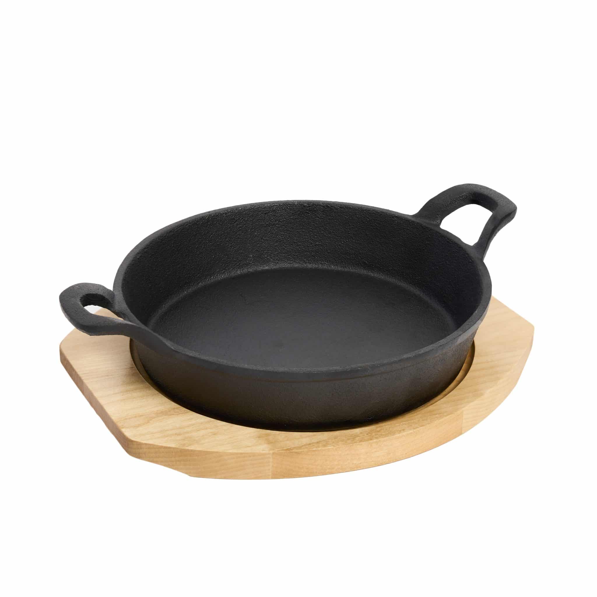 KH Khast Cast Iron Gratin Dish with Wooden Tray 20cm