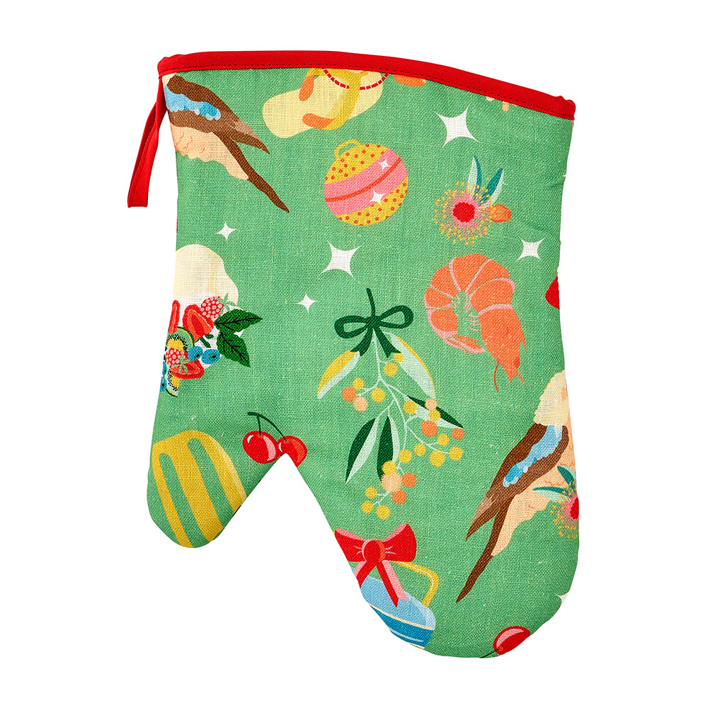 Annabel Trends Linen Oven MItt Single Holiday Green