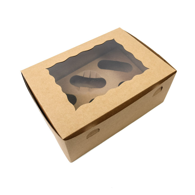 Bake Group Cupcake Box with PVC Window 6 Cupcake Brown