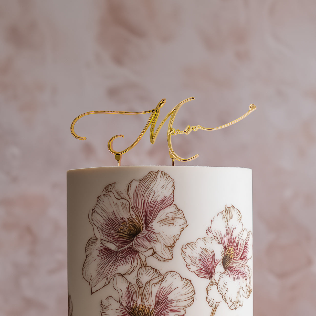 Cake & Candle Metal Cake Topper Mum Gold