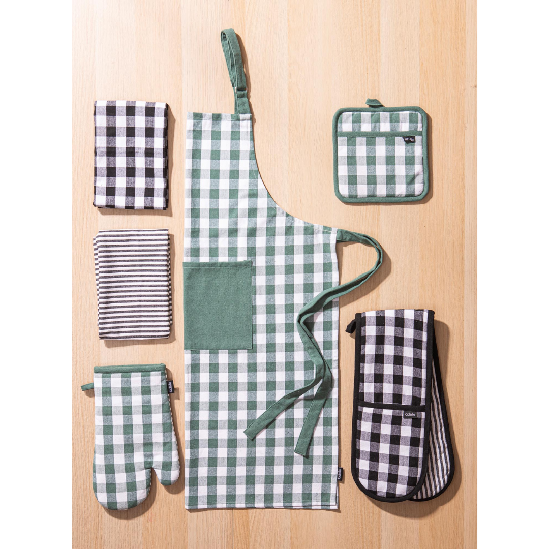 Eco Ladelle Eco Gingham Black 2pk Kitchen Towel