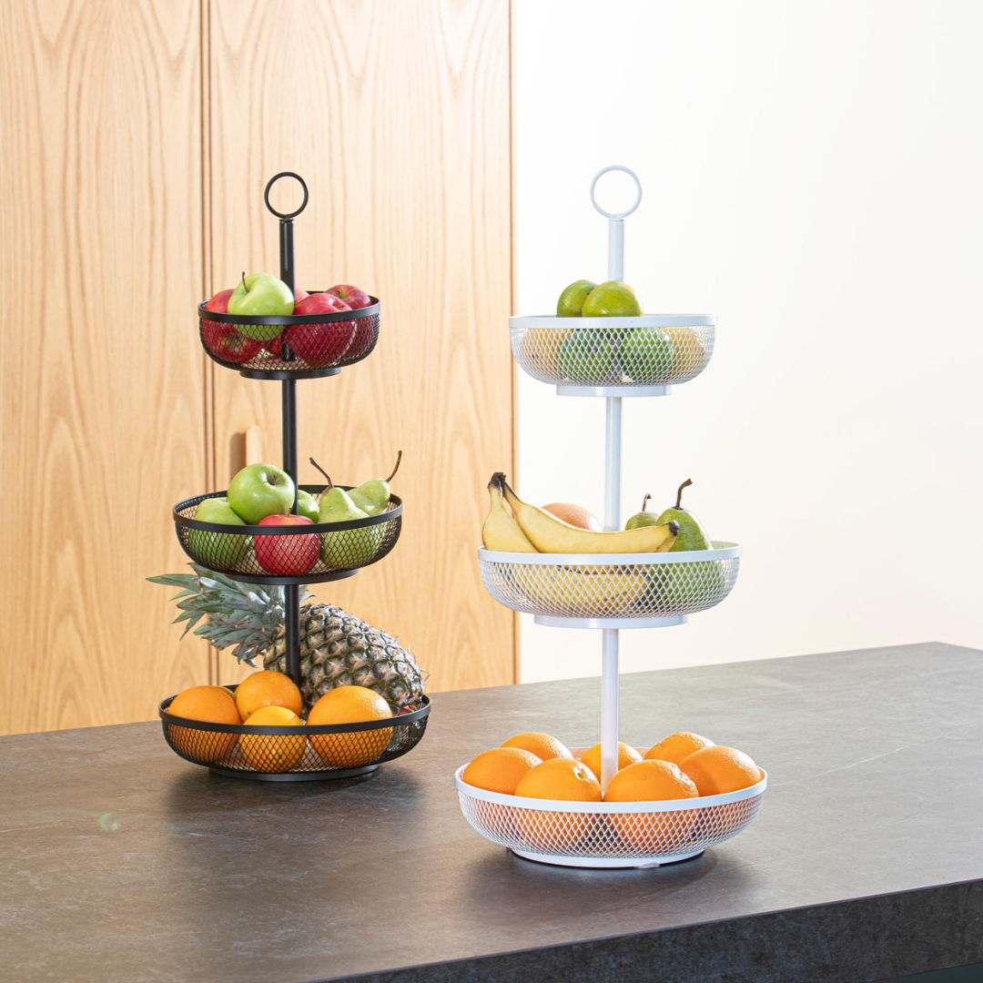 Ladelle Olsen Black 3 Tier Mesh Fruit Basket
