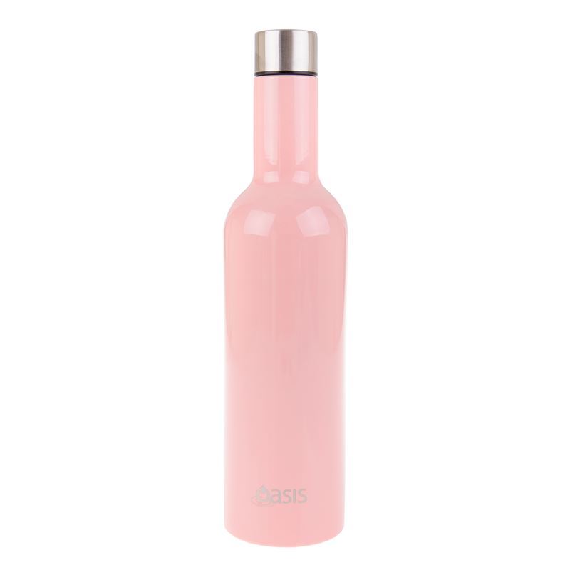 Oasis Stainless Steel Double Wall Wine Traveller 750ml - Soft Pink