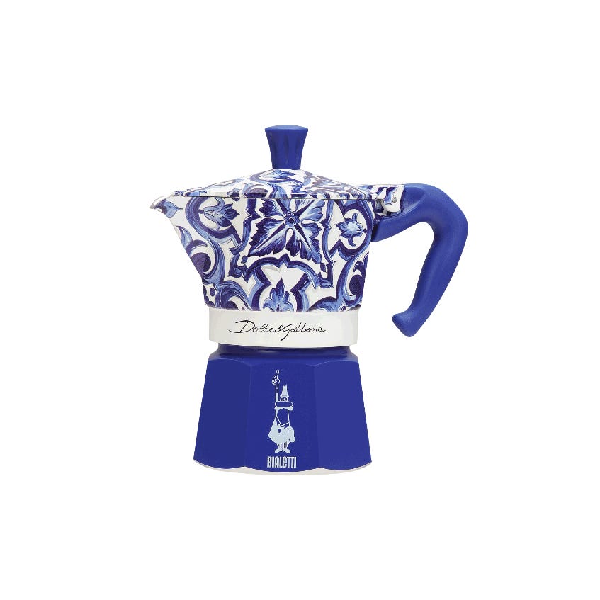 Bialetti Dolce & Gabbana Blue Moka Express 3 Cup (130 ml) Stovetop Coffee Maker