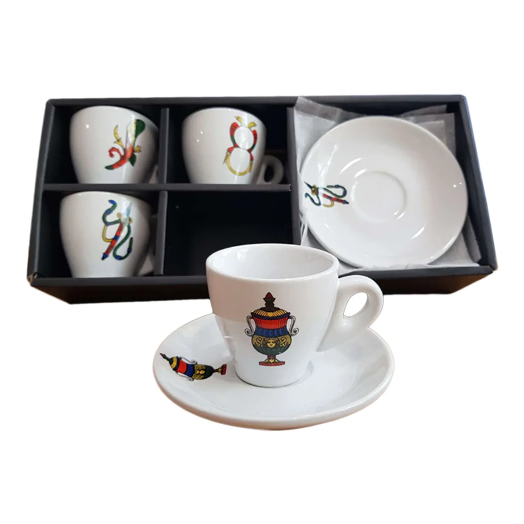 Incasa Briscola Scopa Espresso Cups and Saucers 90ml 4 Piece