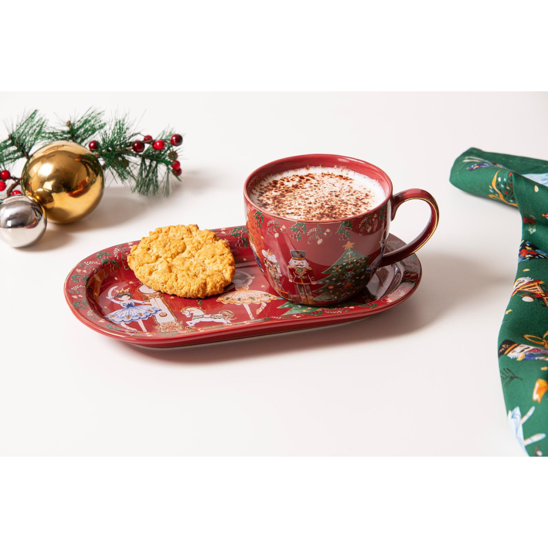 Ashdene Christmas Wonderland Burgundy Mug & Plate Set