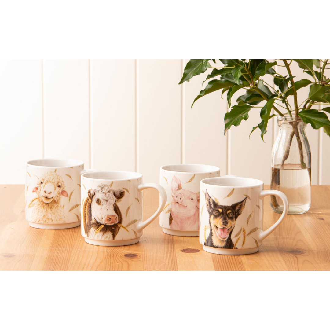 Ashdene Farmyard Faces Stackable 4pk Mug