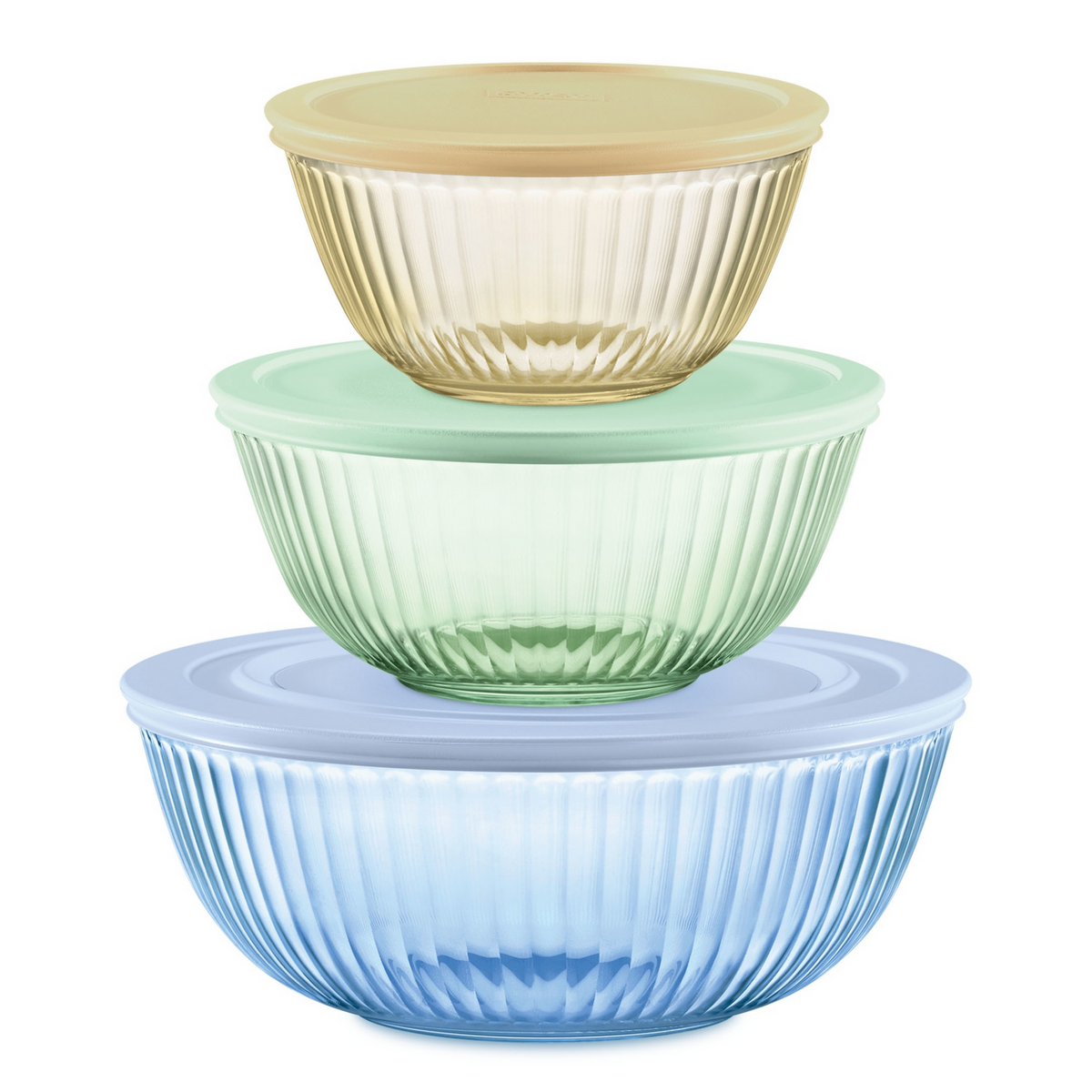Pyrex Colors Sculptured 6 Piece Bowl Set (Yellow & Green & Blue)
