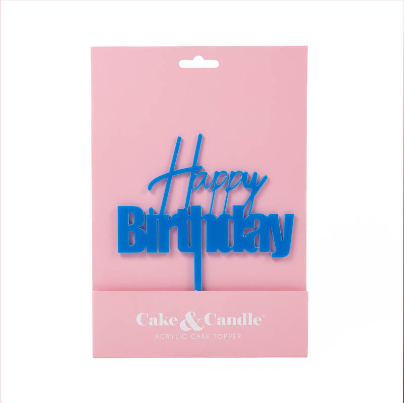 Cake & Candle Fun Happy Birthday Cake Topper Blue