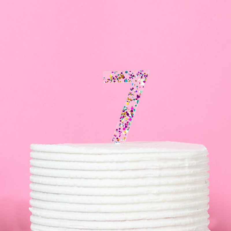 Cake & Candle Glitter Number 7 Cake Topper Rainbow