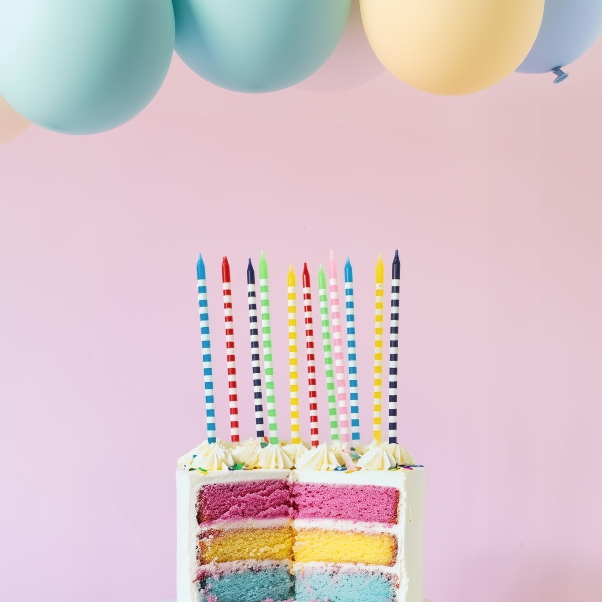 Cake & Candle Bright Striped Cake Candles 12 Pack