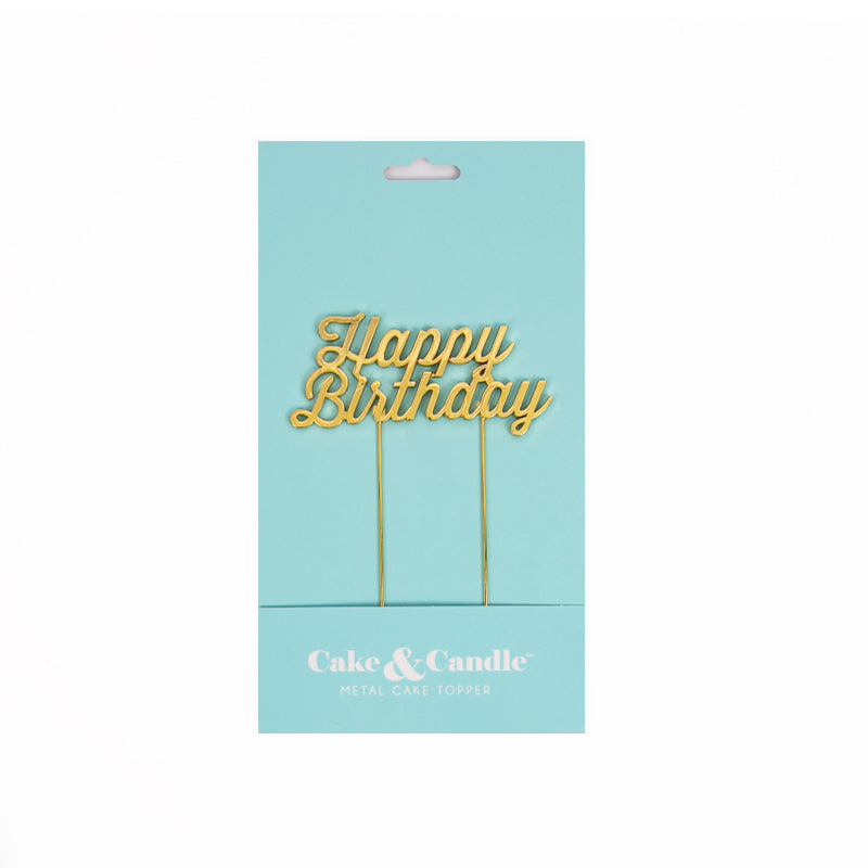 Cake & Candle Gold Plated Cake Topper Happy Birthday 1