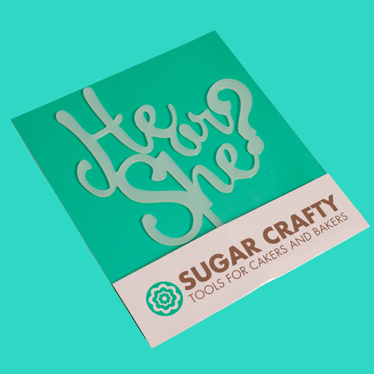 Sugar Crafty He or She Cake Topper Opaque