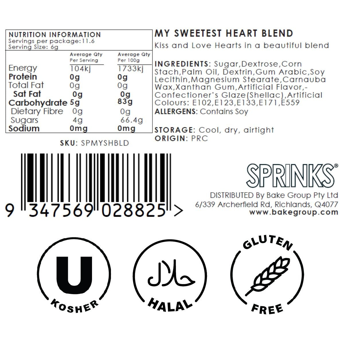 Sprinks My Sweetest Heart Sprinkles 500g