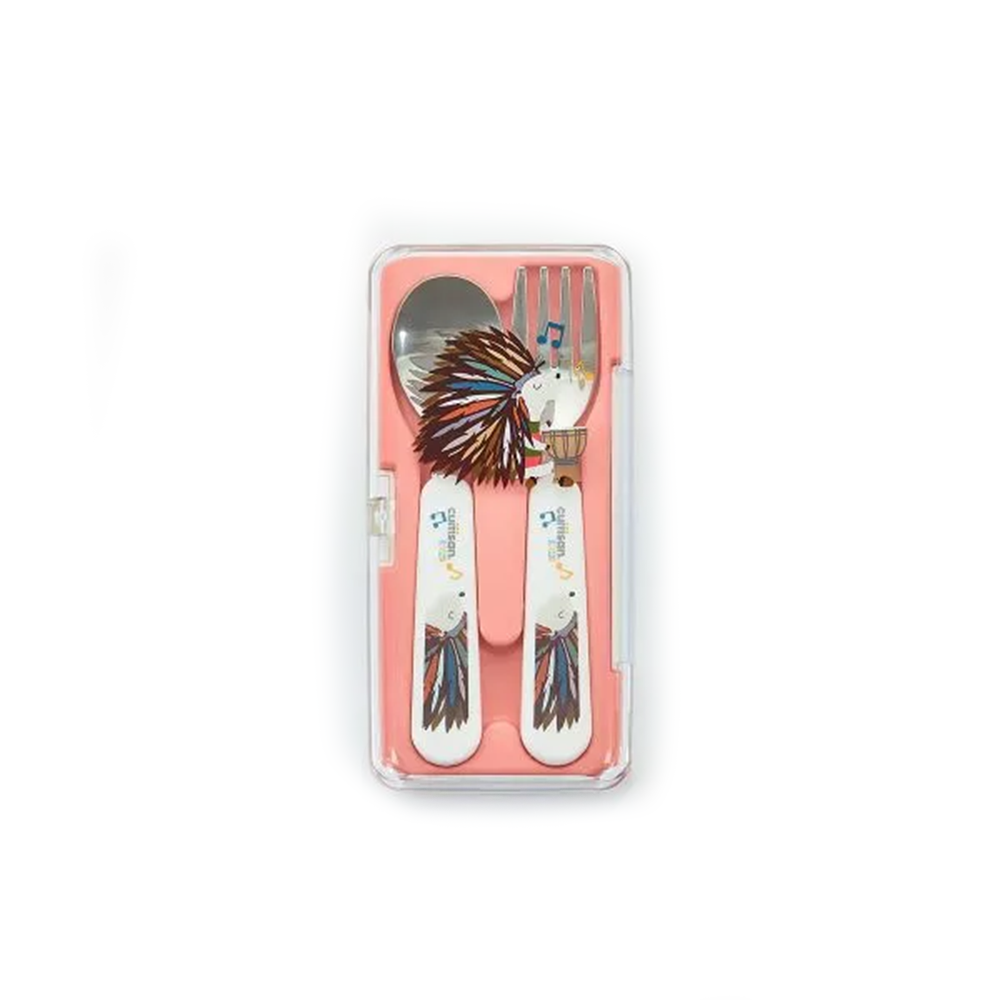 Cuitisan Infant Spoon & Fork Set with Case Pink