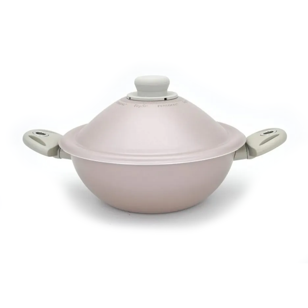 Pensofal VapSi Wok 2 Handles, Tray, Fork & Lid, Rose Pink