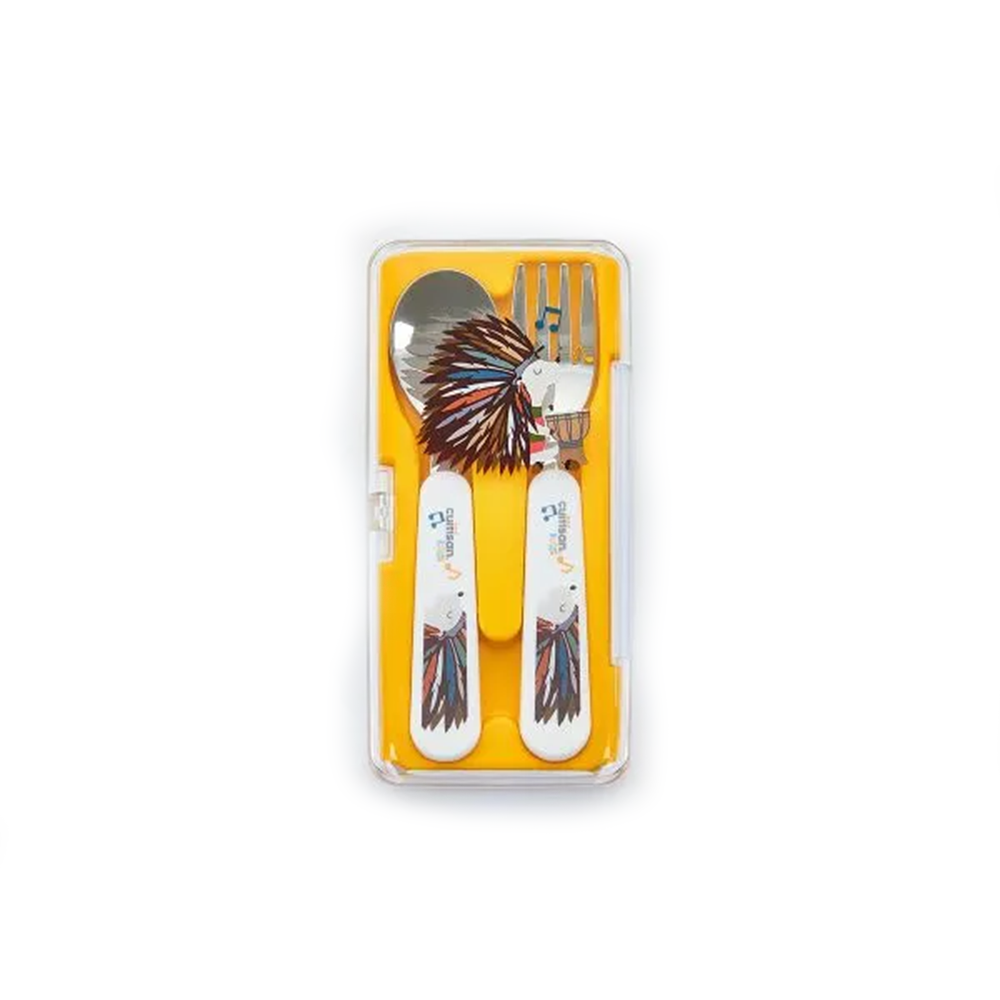 Cuitisan Infant Spoon & Fork Set with Case Yellow