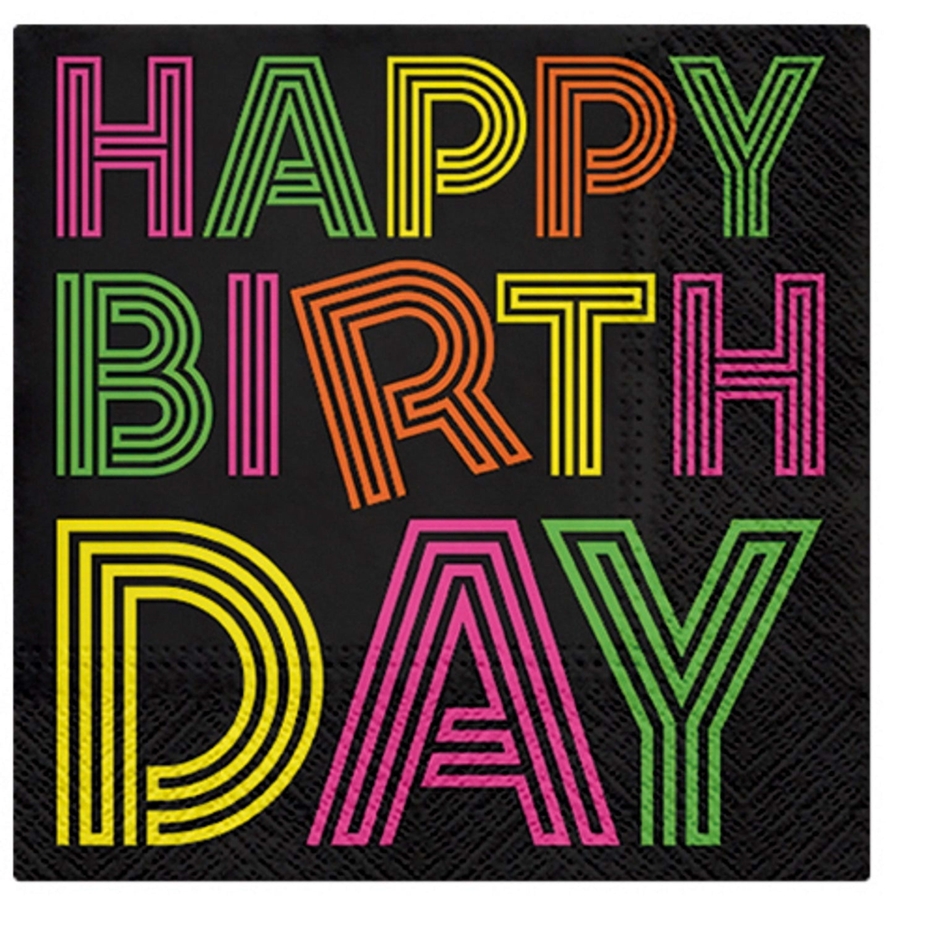 Paw Lunch Napkin 33cm - Birthday Neon