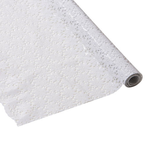 Ladelle White Lace Embossed 137cmx25m Tabletones