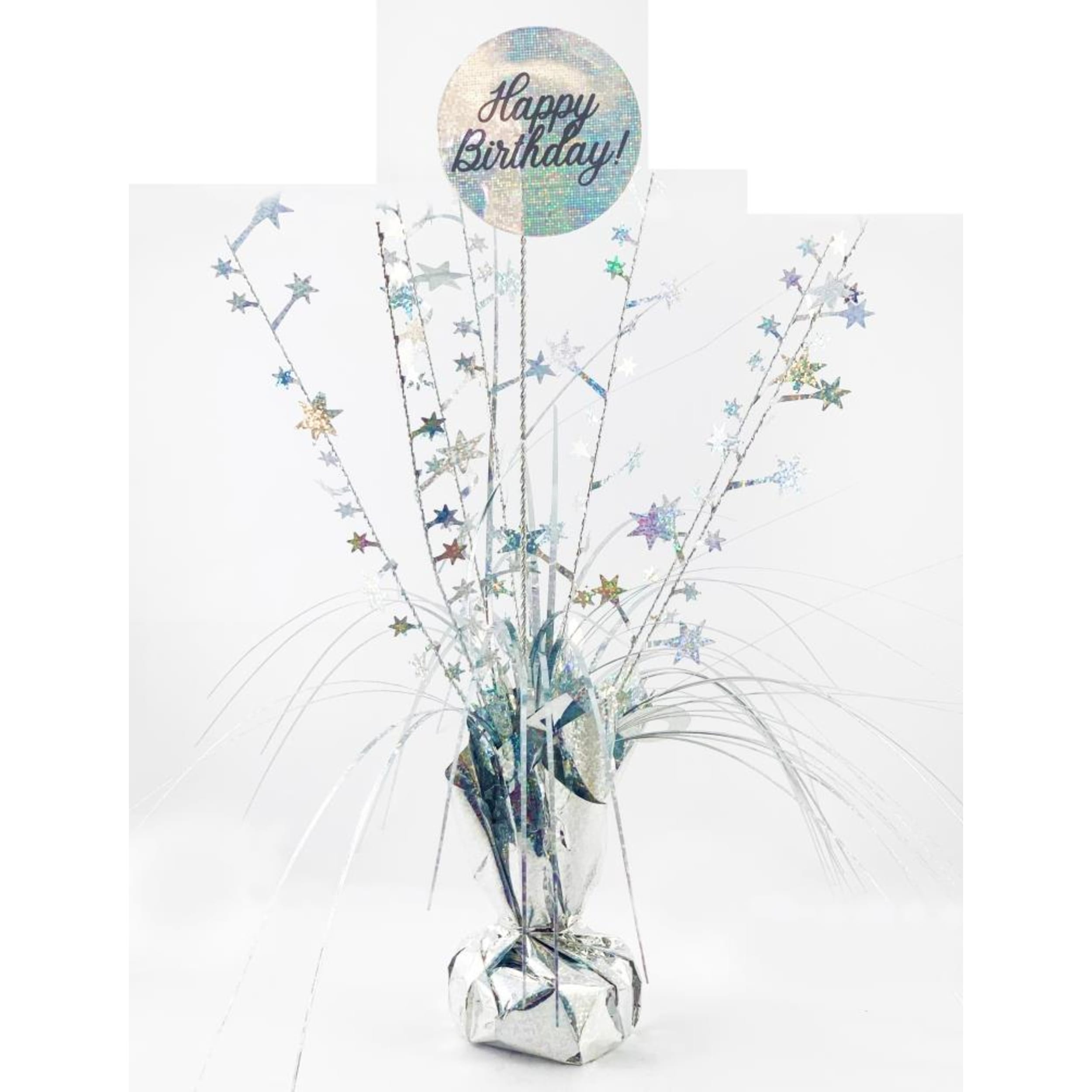 Decortex Happy Birthday Holographic Silver Centrepiece 165gm