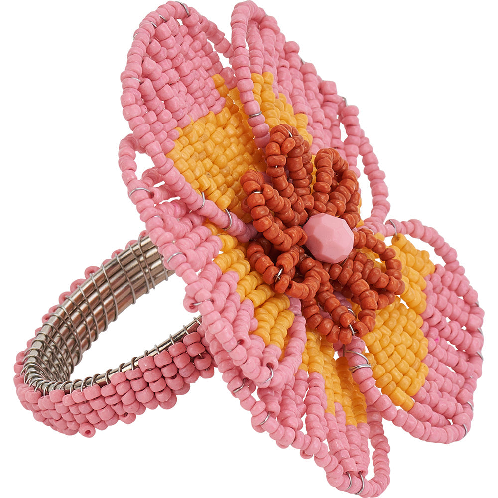 Annabel Trends Beaded Napkin Ring Flower Yellow